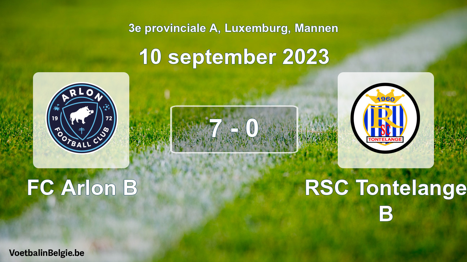 Gespeelde wedstrijd mannenvoetbal: FC Arlon B - RSC Tontelange B 7 - 0 (10 september 2023)