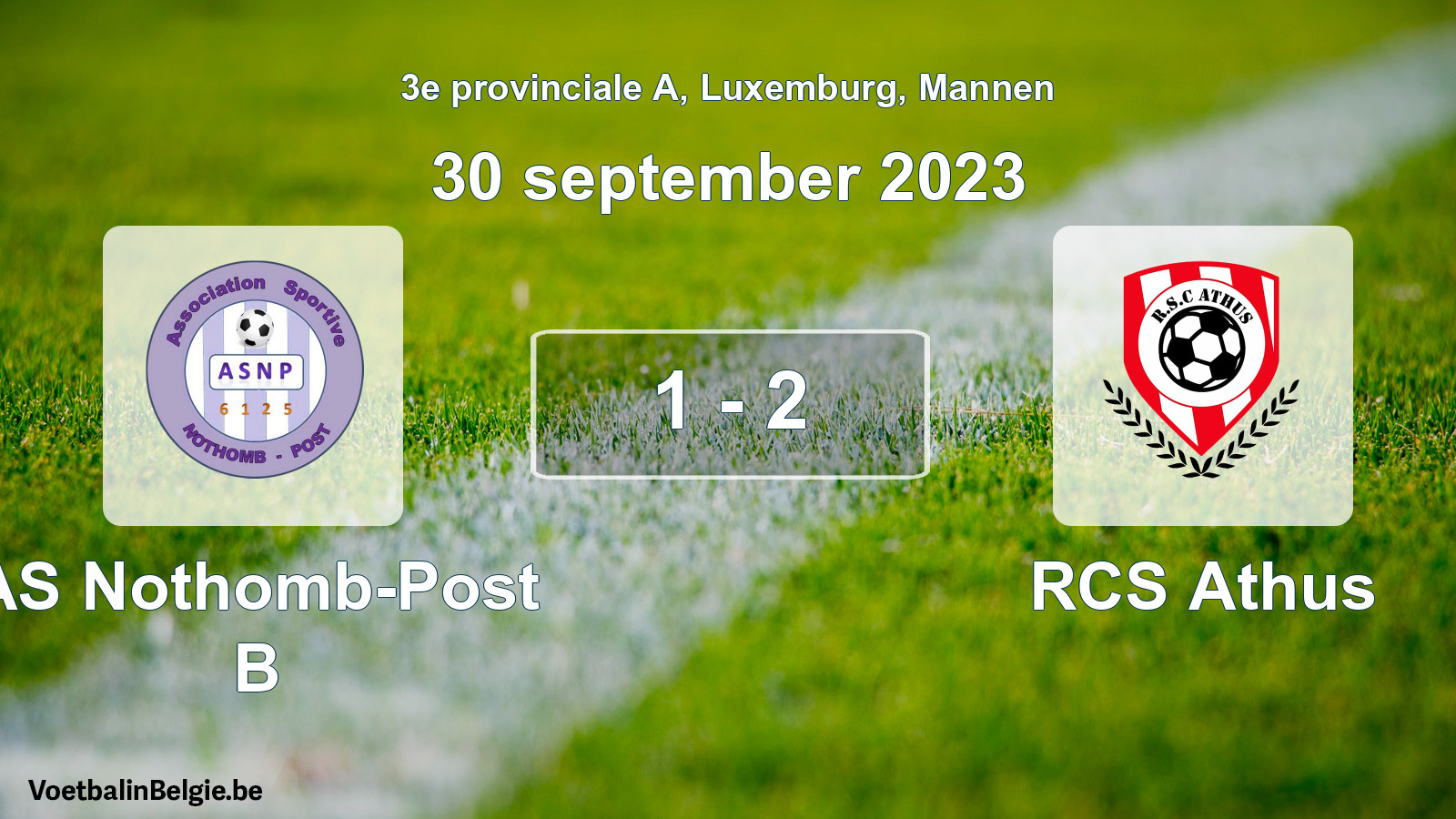 Gespeelde wedstrijd mannenvoetbal: AS Nothomb-Post B - RCS Athus 1 - 2 (30 september 2023)