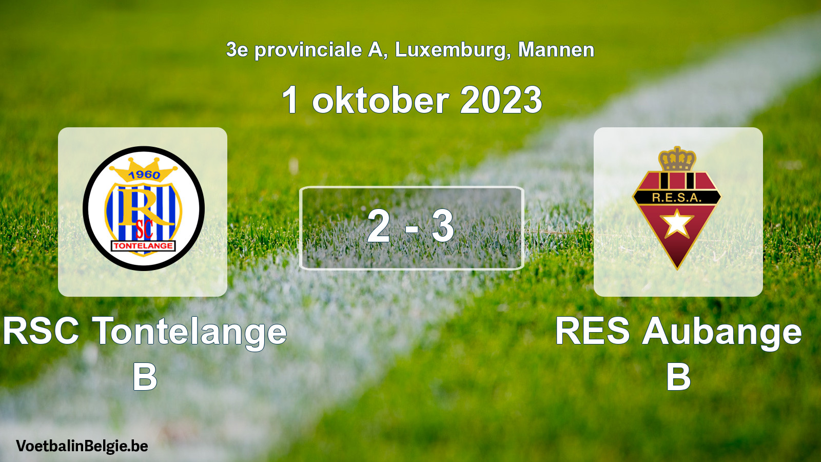 Gespeelde wedstrijd mannenvoetbal: RSC Tontelange B - RES Aubange B 2 - 3 (1 oktober 2023)