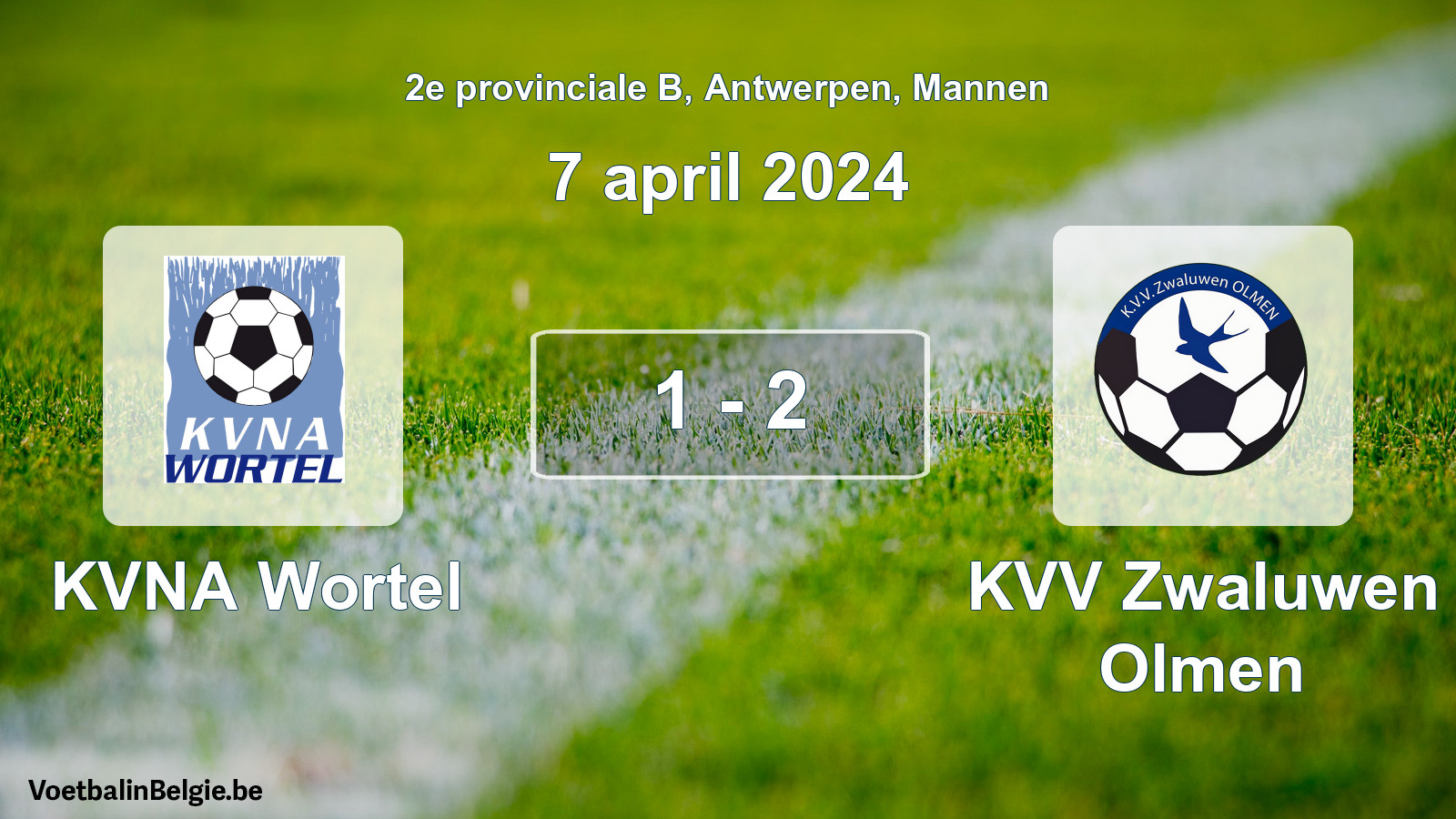 Gespeelde wedstrijd mannenvoetbal: KVNA Wortel - KVV Zwaluwen Olmen 1 - 2 (7 april 2024)