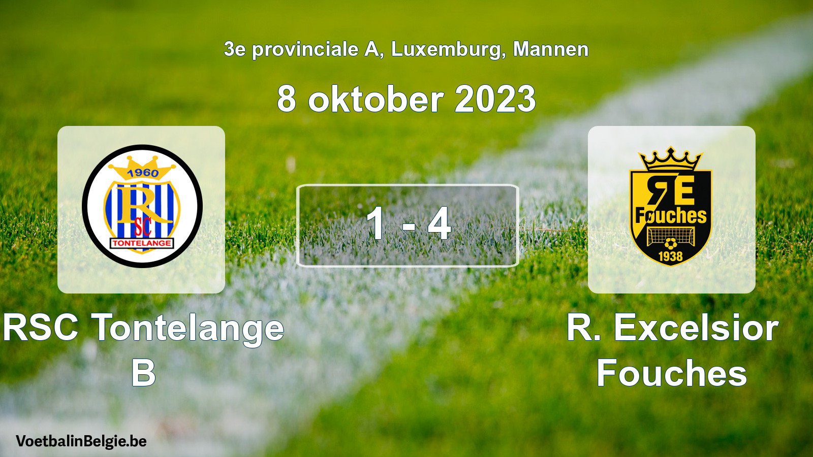 Gespeelde wedstrijd mannenvoetbal: RSC Tontelange B - R. Excelsior Fouches 1 - 4 (8 oktober 2023)