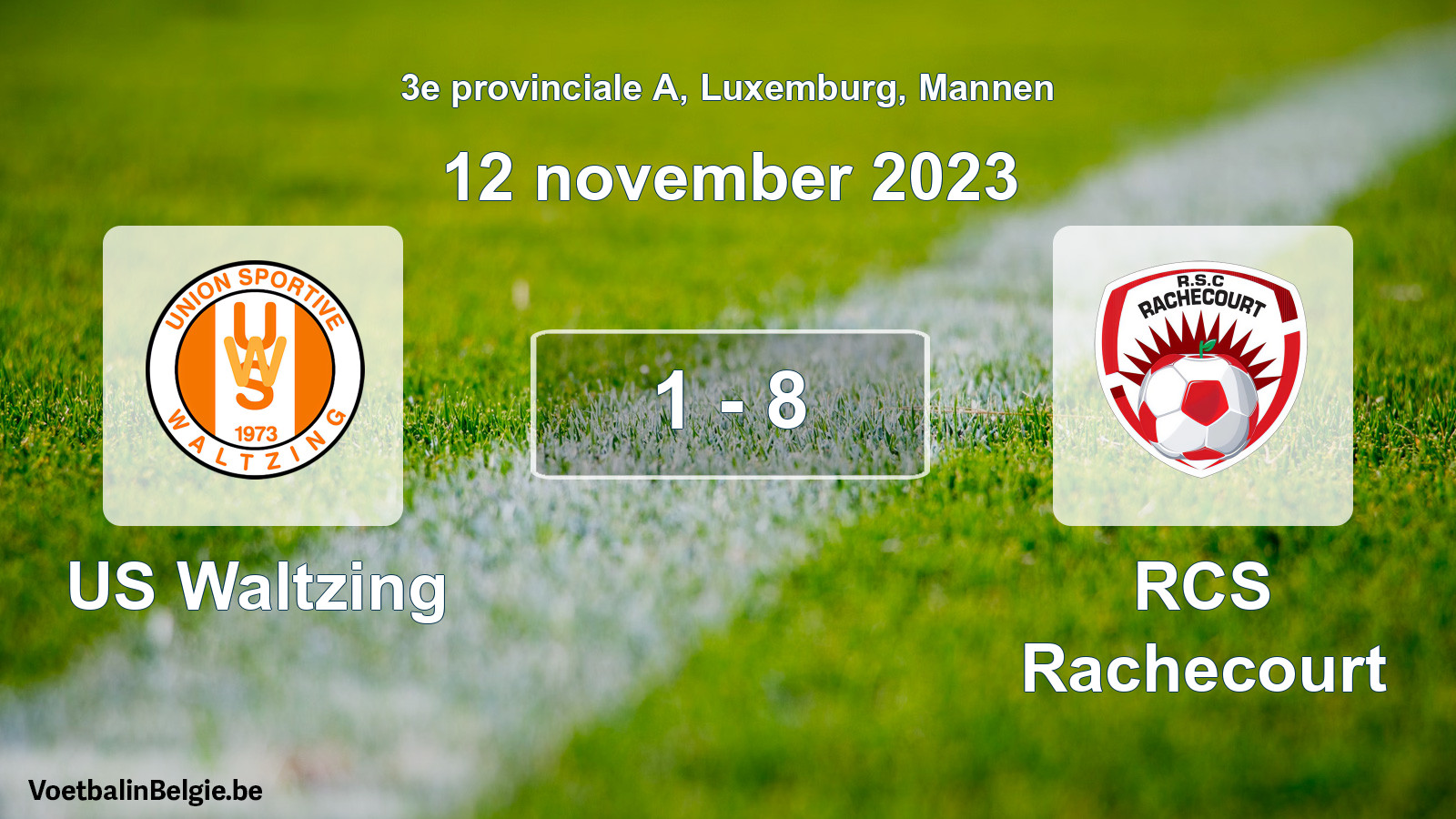Gespeelde wedstrijd mannenvoetbal: US Waltzing - RCS Rachecourt 1 - 8 (12 november 2023)