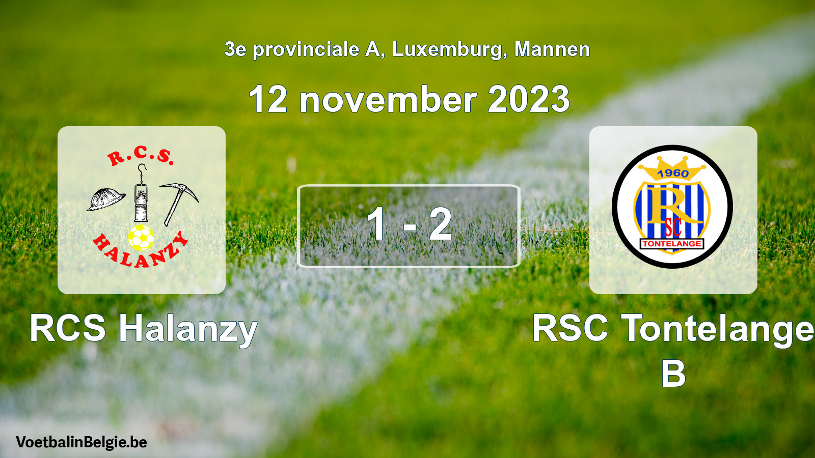 Gespeelde wedstrijd mannenvoetbal: RCS Halanzy - RSC Tontelange B 1 - 2 (12 november 2023)