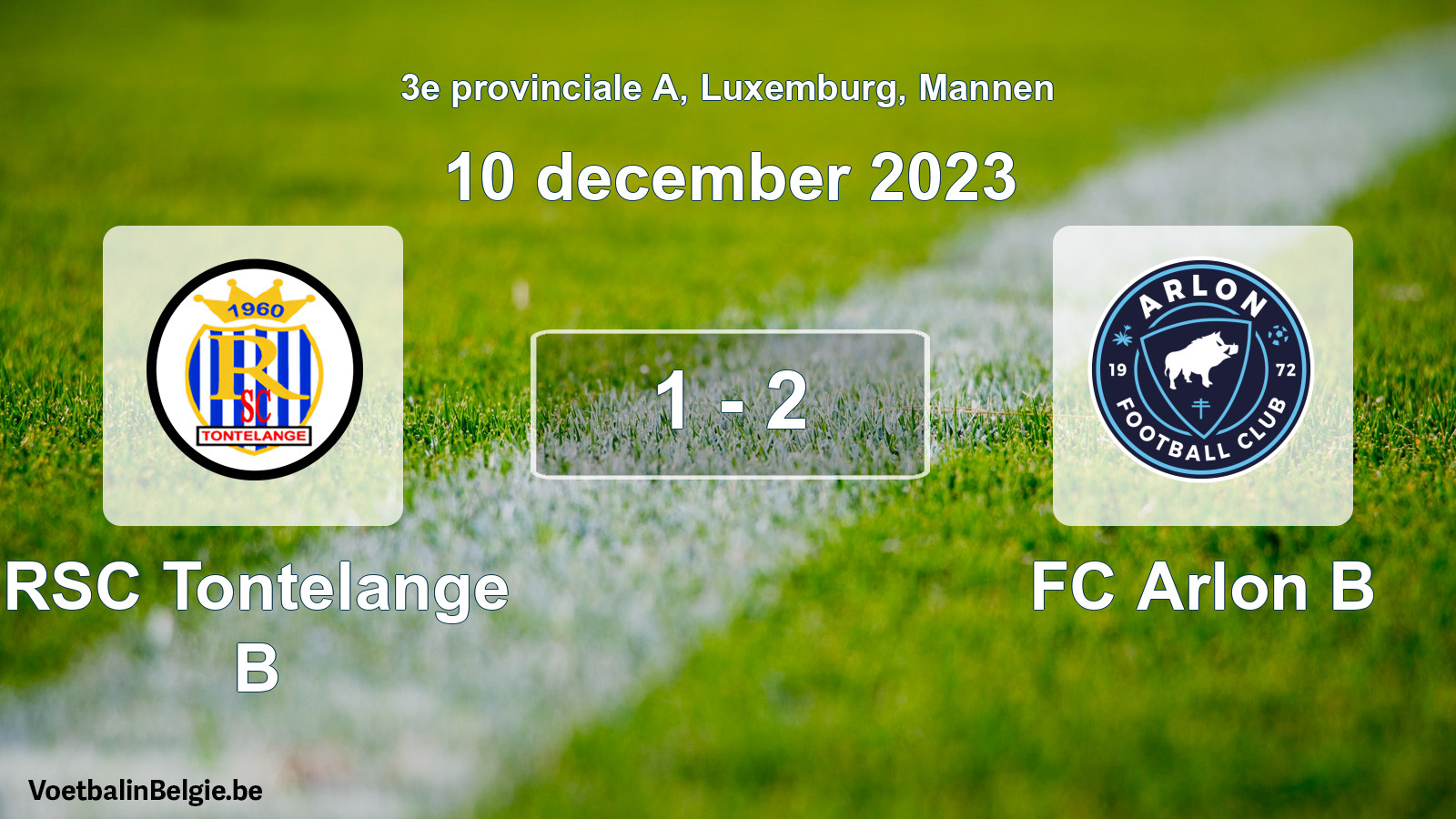 Gespeelde wedstrijd mannenvoetbal: RSC Tontelange B - FC Arlon B 1 - 2 (10 december 2023)