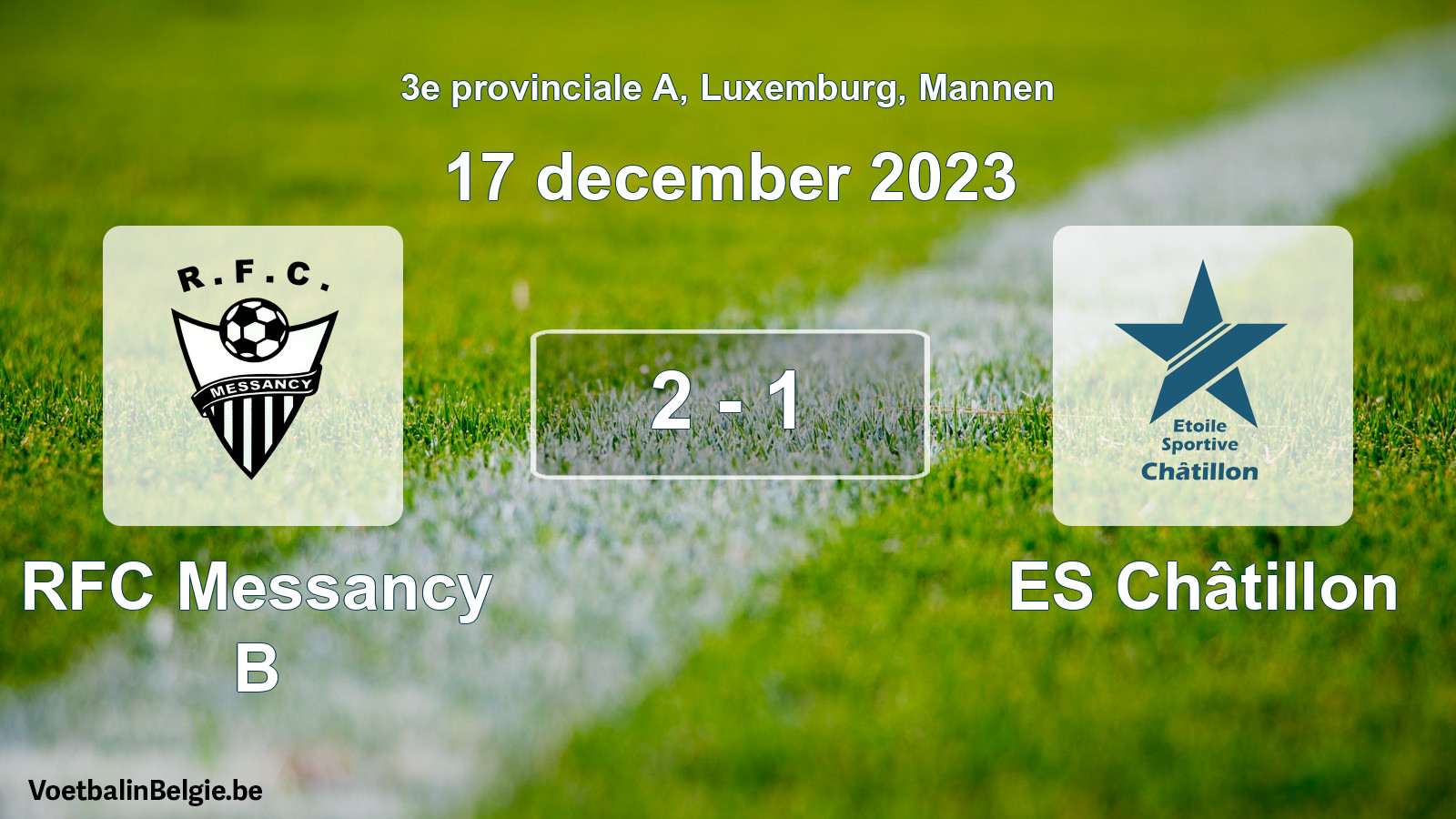 Match joué football hommes: RFC Messancy B - ES Châtillon 2 - 1 (17 décembre 2023)