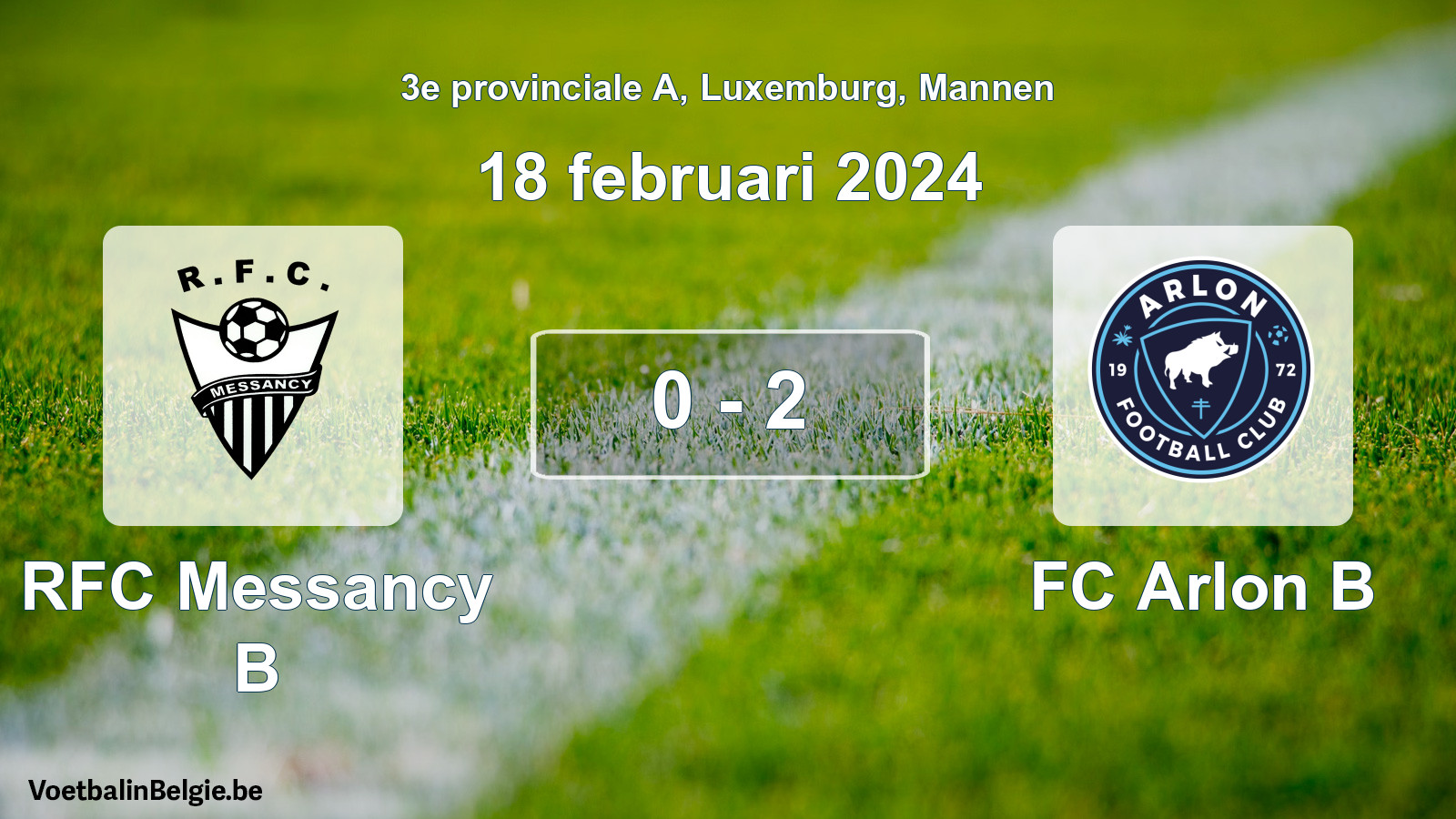 Gespeelde wedstrijd mannenvoetbal: RFC Messancy B - FC Arlon B 0 - 2 (18 februari 2024)