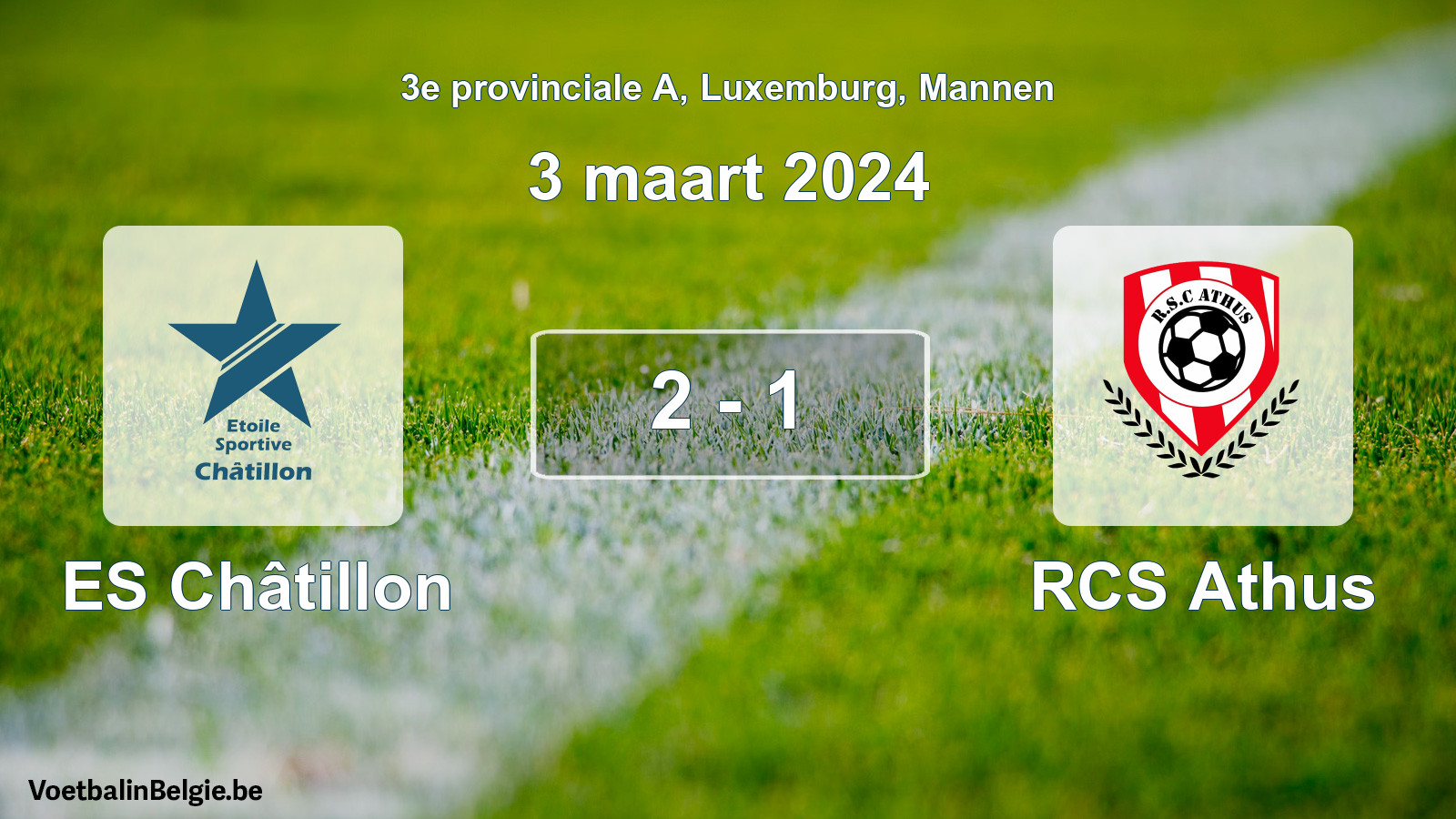 Gespeelde wedstrijd mannenvoetbal: ES Châtillon - RCS Athus 2 - 1 (3 maart 2024)