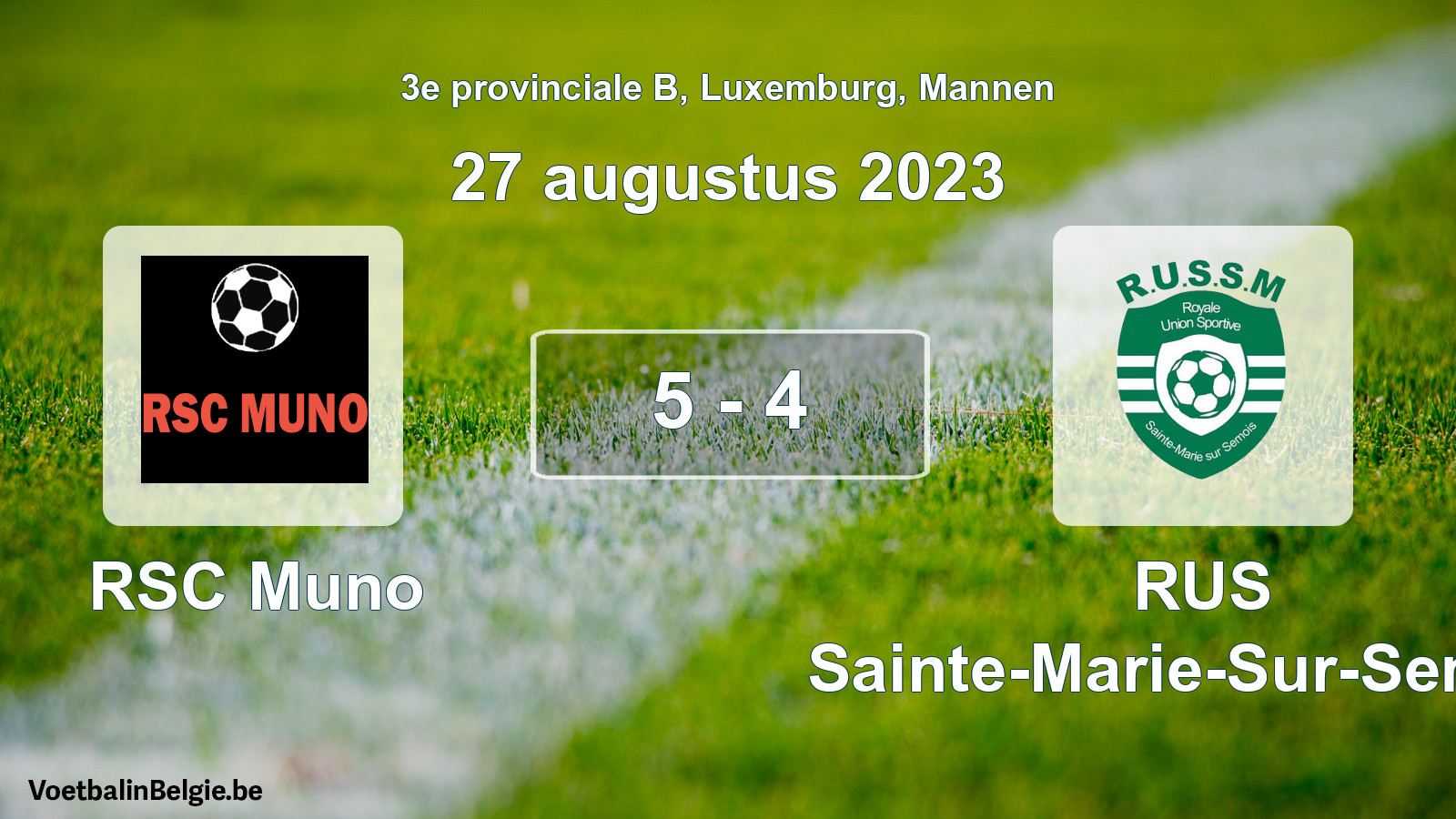 Gespeelde wedstrijd mannenvoetbal: RSC Muno - RUS Sainte-Marie-Sur-Semois 5 - 4 (27 augustus 2023)
