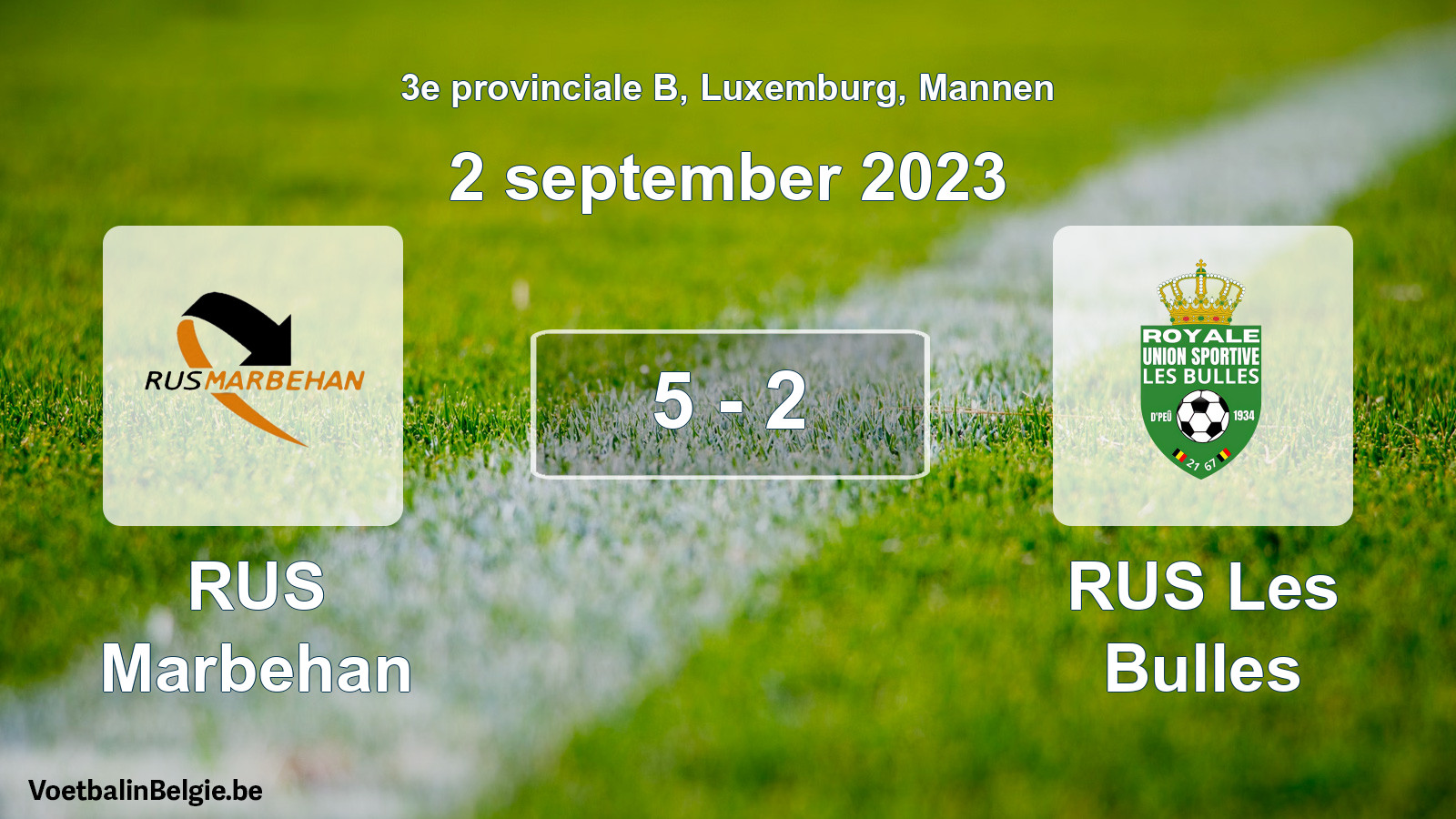 Gespeelde wedstrijd mannenvoetbal: RUS Marbehan - RUS Les Bulles 5 - 2 (2 september 2023)