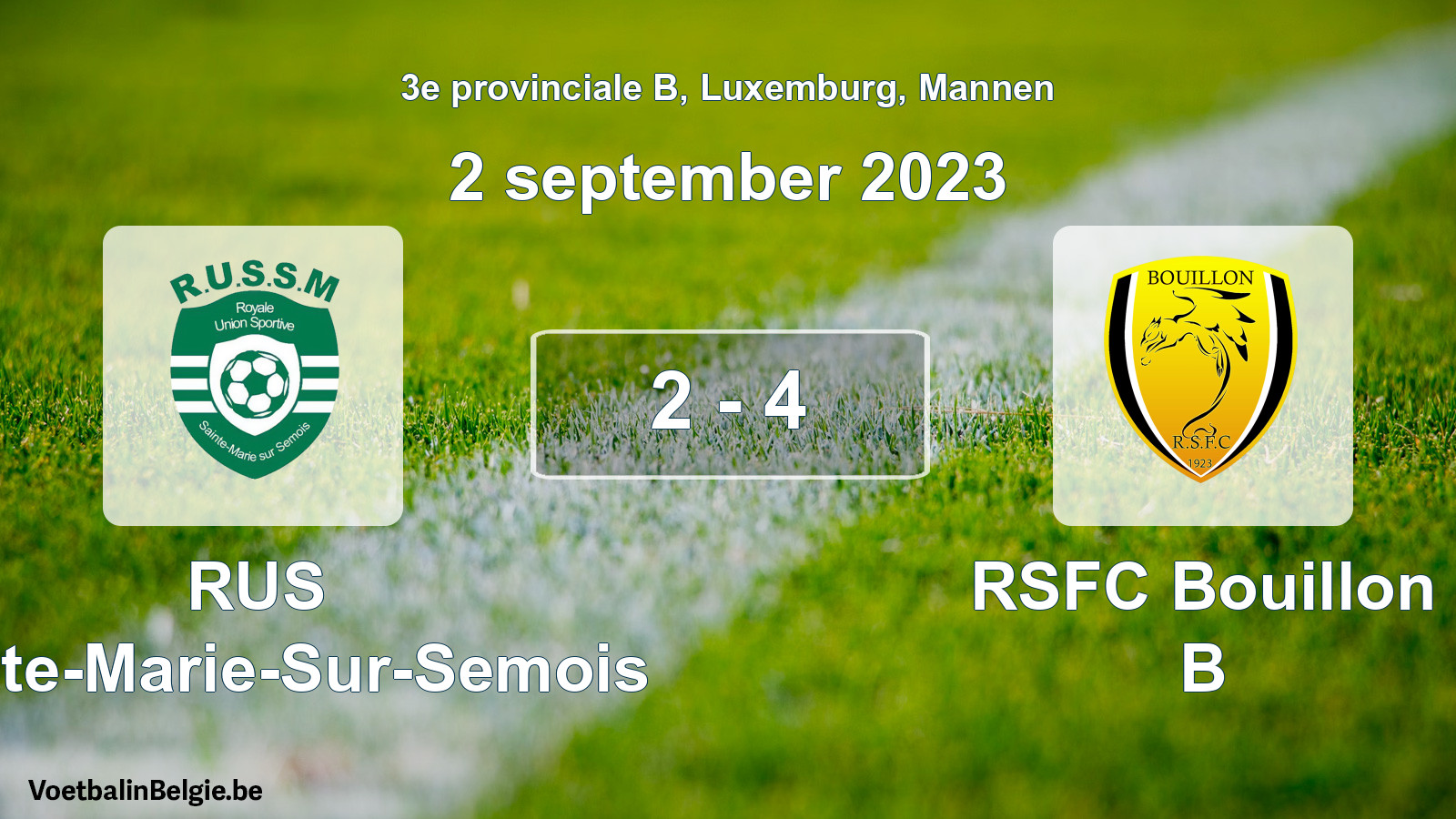 Gespeelde wedstrijd mannenvoetbal: RUS Sainte-Marie-Sur-Semois - RSFC Bouillon B 2 - 4 (2 september 2023)