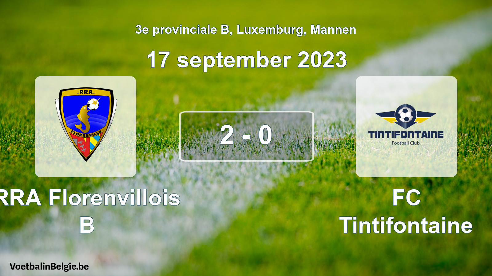 Gespeelde wedstrijd mannenvoetbal: RRA Florenvillois B - FC Tintifontaine 2 - 0 (17 september 2023)