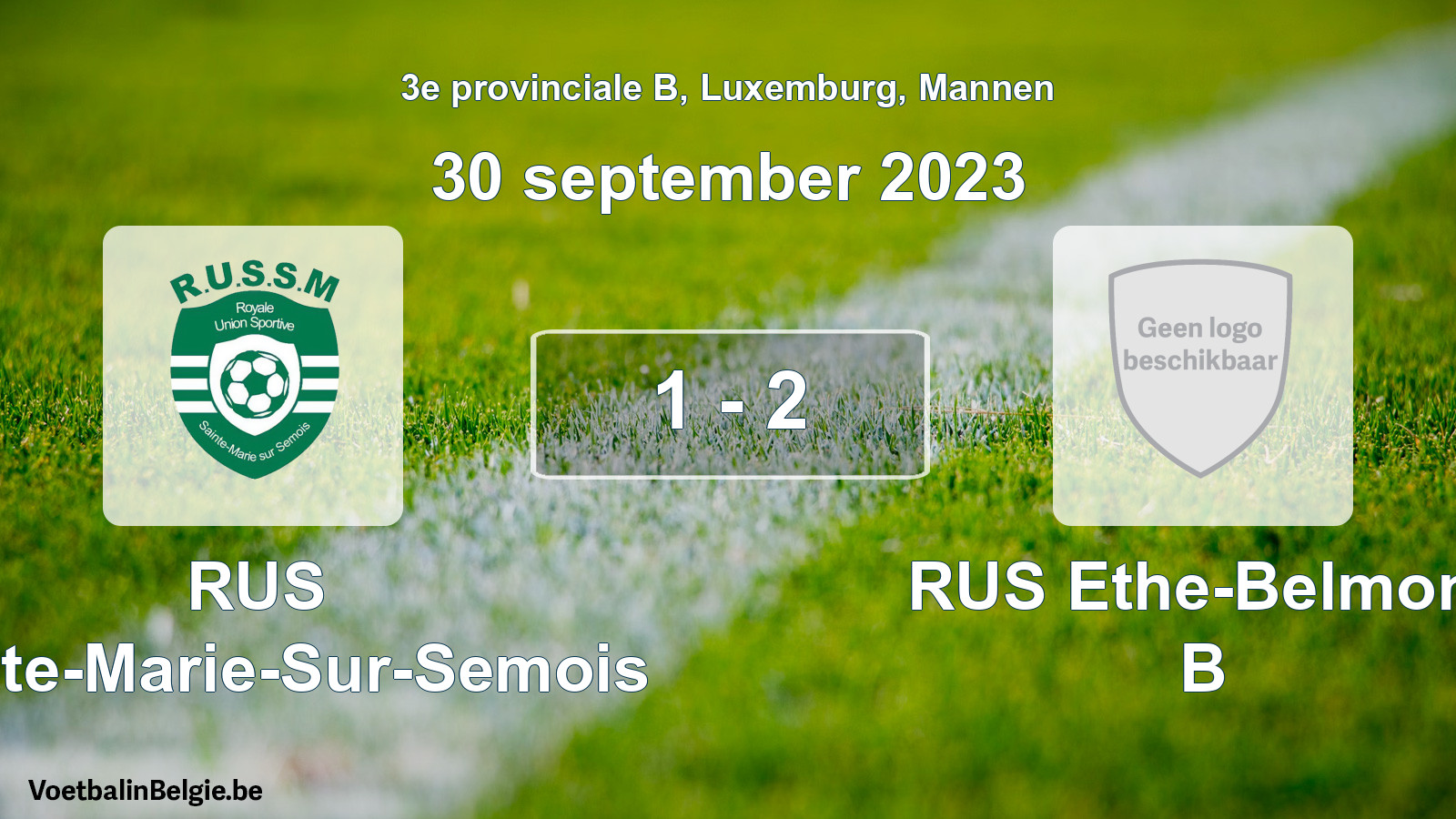 Gespeelde wedstrijd mannenvoetbal: RUS Sainte-Marie-Sur-Semois - RUS Ethe-Belmont B 1 - 2 (30 september 2023)