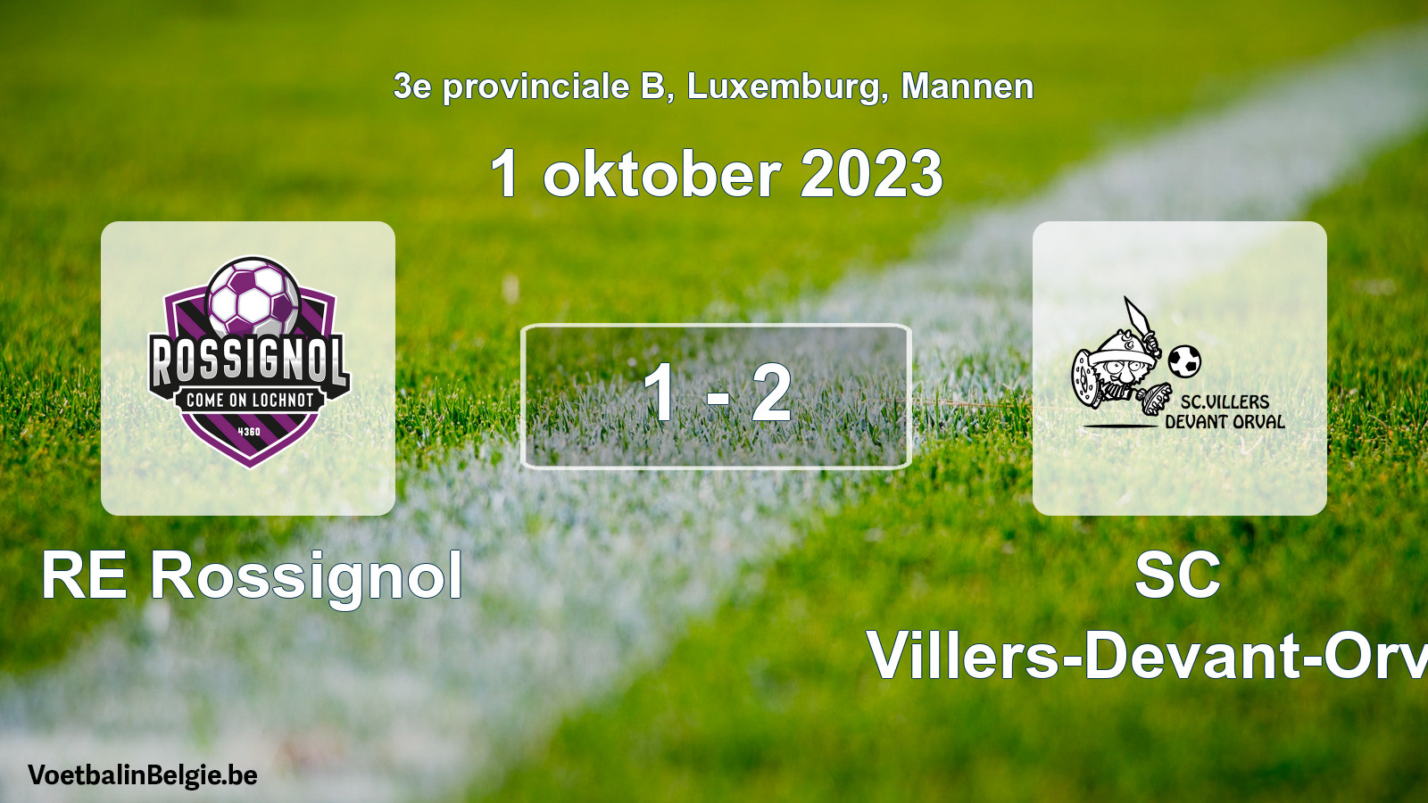 Gespeelde wedstrijd mannenvoetbal: RE Rossignol - SC Villers-Devant-Orval 1 - 2 (1 oktober 2023)