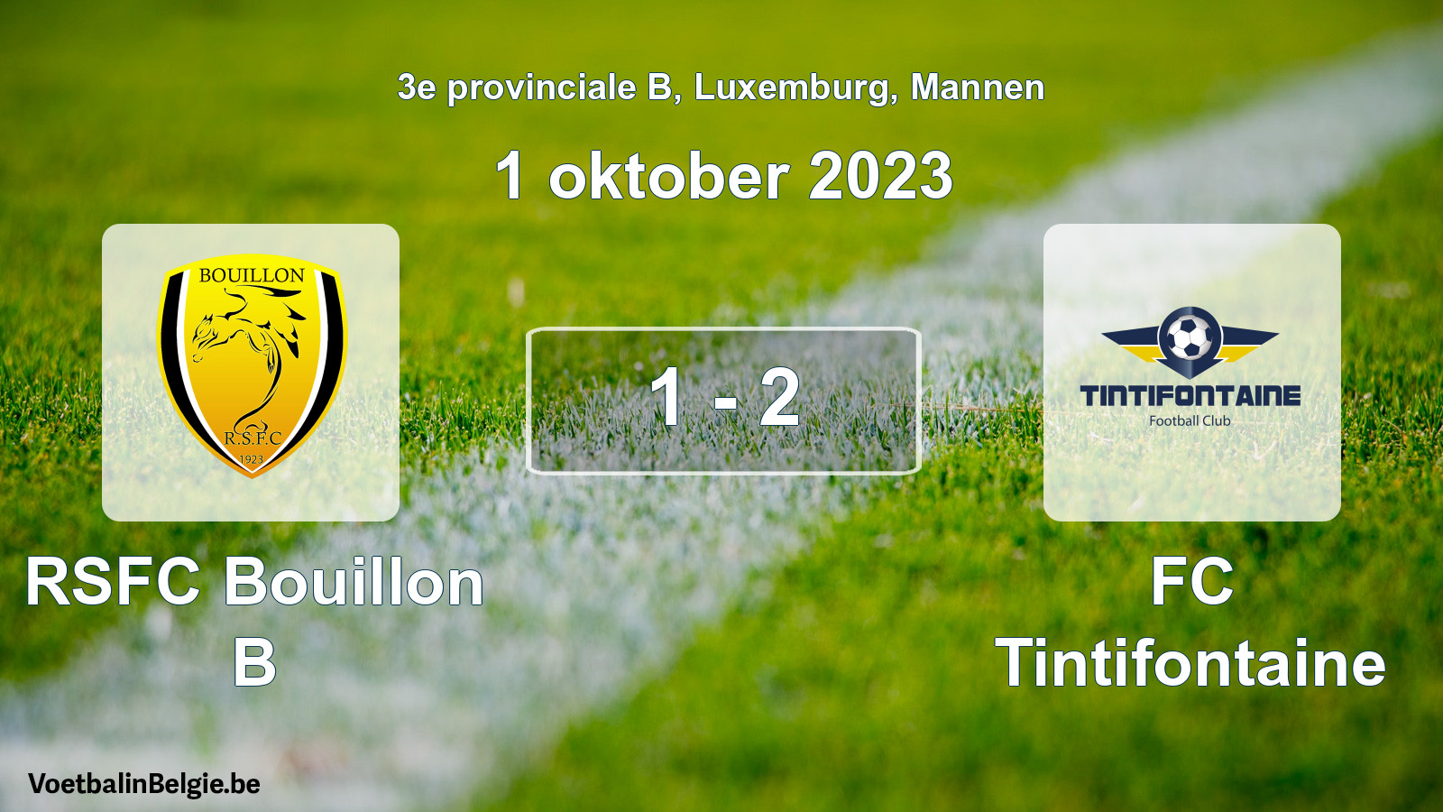 Gespeelde wedstrijd mannenvoetbal: RSFC Bouillon B - FC Tintifontaine 1 - 2 (1 oktober 2023)