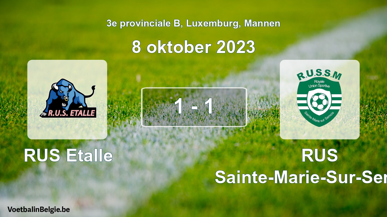 Gespeelde wedstrijd mannenvoetbal: RUS Etalle - RUS Sainte-Marie-Sur-Semois 1 - 1 (8 oktober 2023)