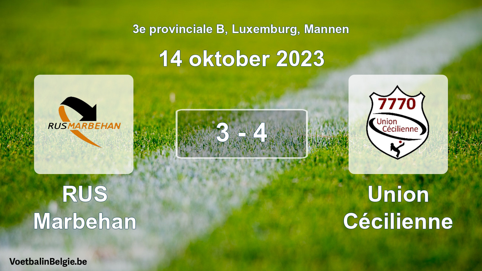 Gespeelde wedstrijd mannenvoetbal: RUS Marbehan - Union Cécilienne 3 - 4 (14 oktober 2023)