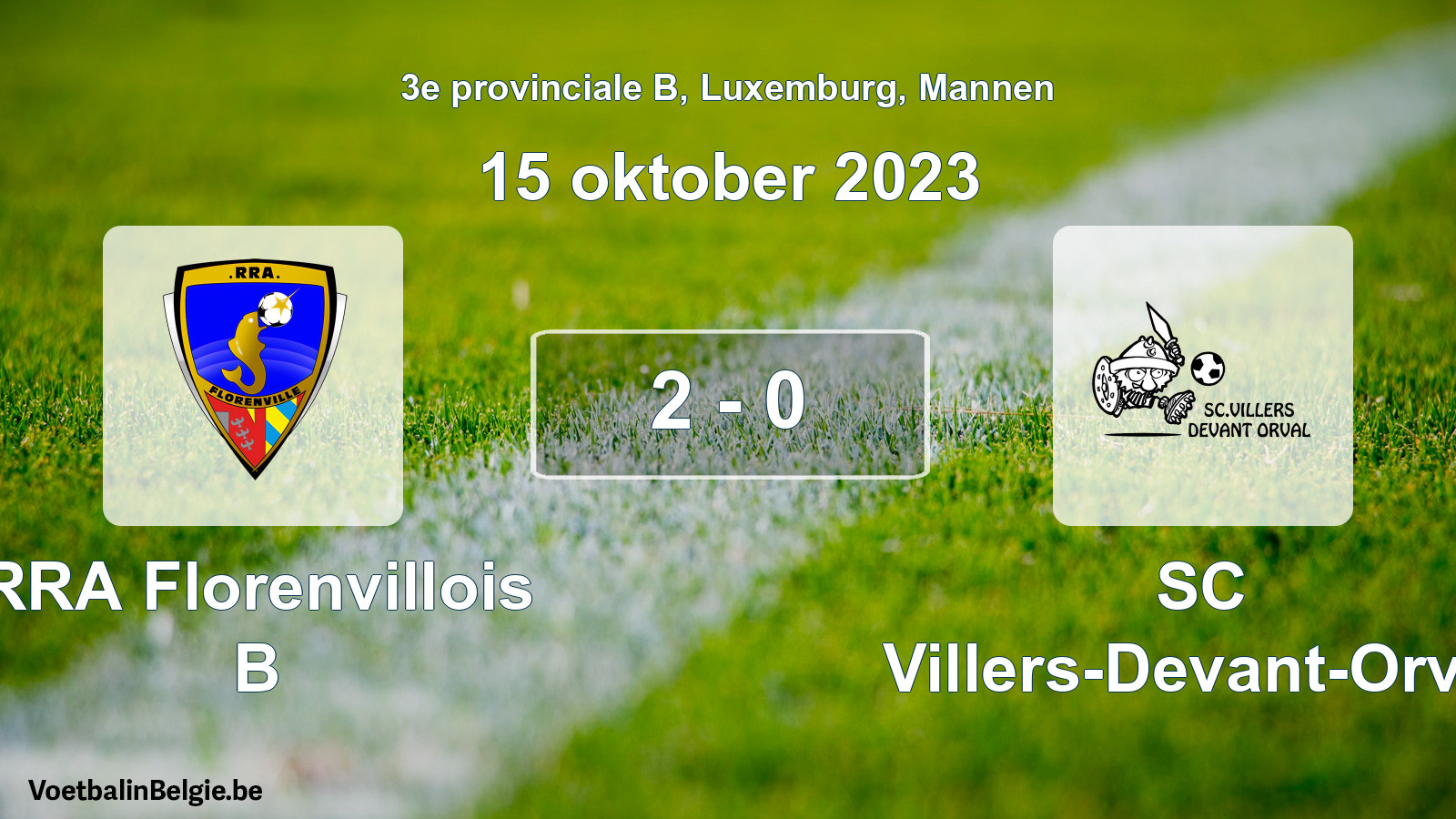 Gespeelde wedstrijd mannenvoetbal: RRA Florenvillois B - SC Villers-Devant-Orval 2 - 0 (15 oktober 2023)