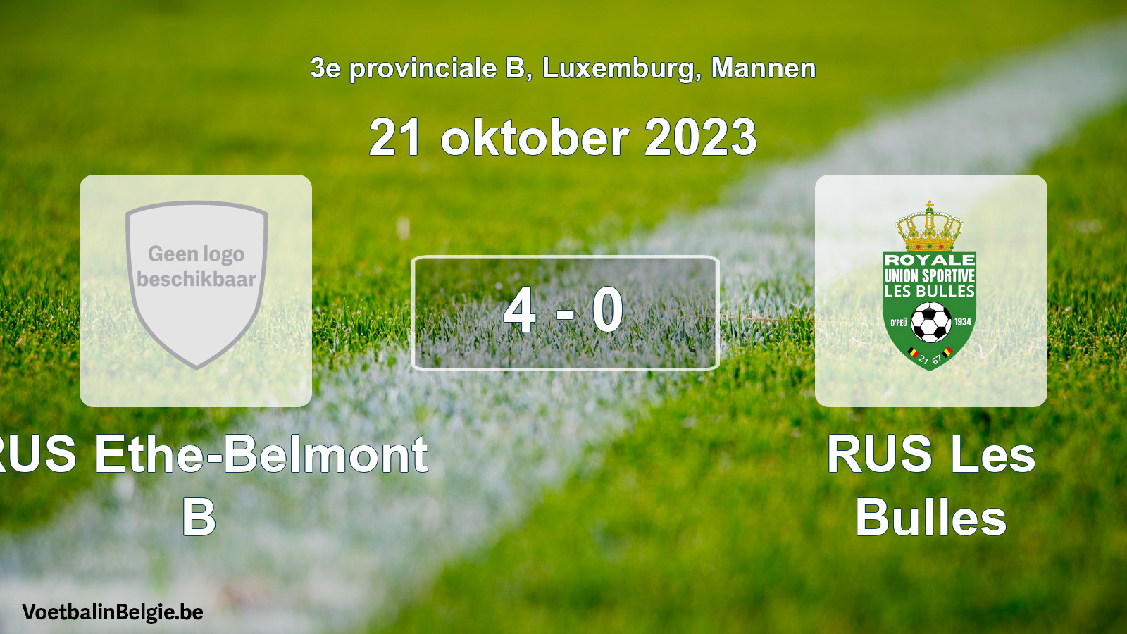 Gespeelde wedstrijd mannenvoetbal: RUS Ethe-Belmont B - RUS Les Bulles 4 - 0 (21 oktober 2023)