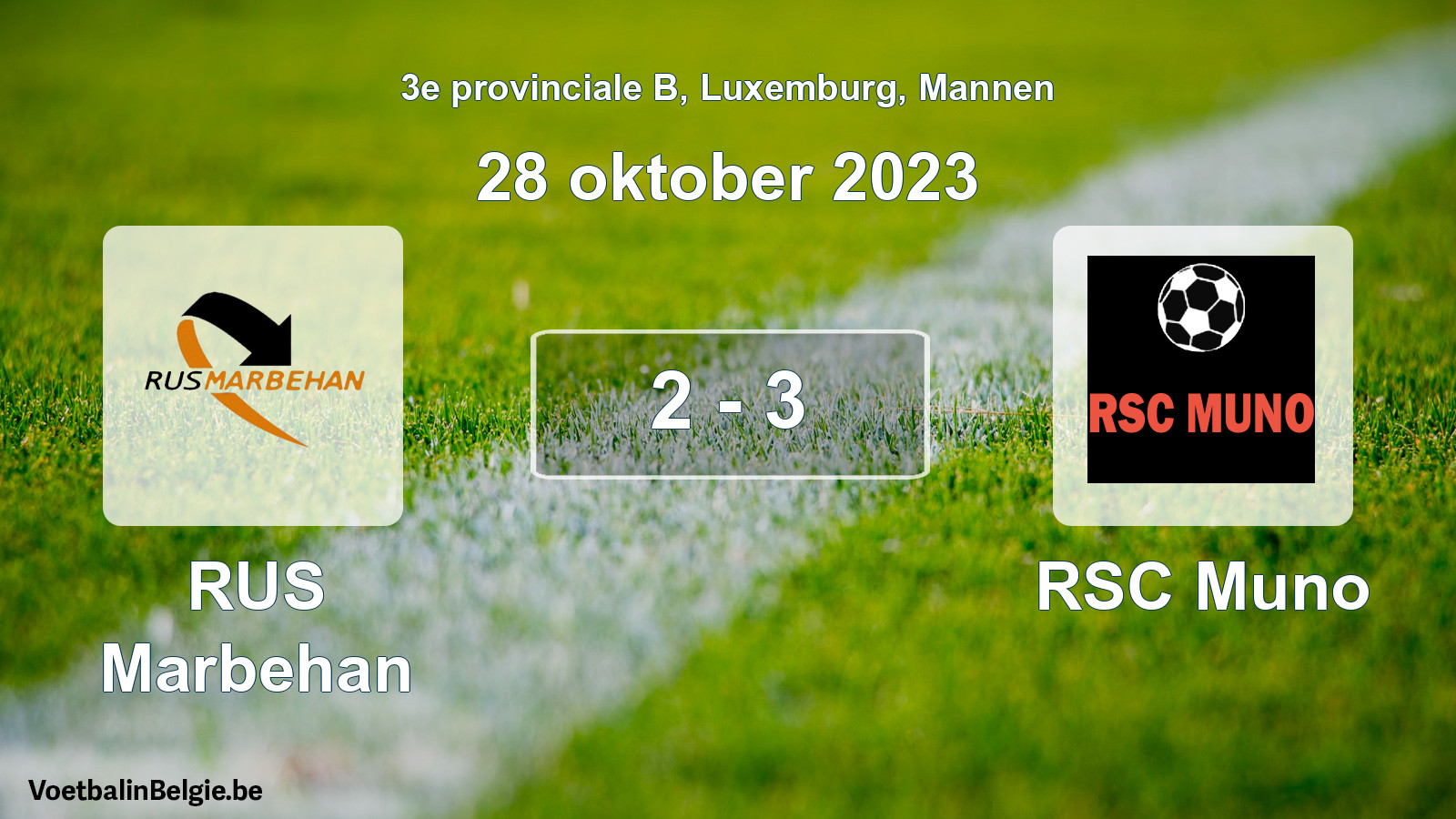 Gespeelde wedstrijd mannenvoetbal: RUS Marbehan - RSC Muno 2 - 3 (28 oktober 2023)