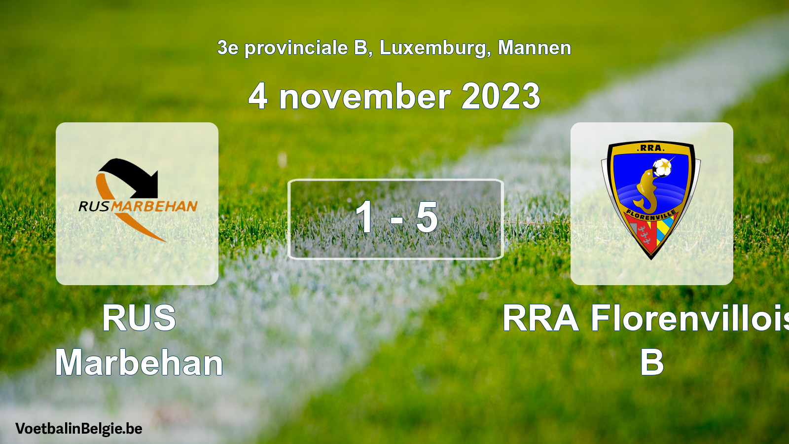 Gespeelde wedstrijd mannenvoetbal: RUS Marbehan - RRA Florenvillois B 1 - 5 (4 november 2023)
