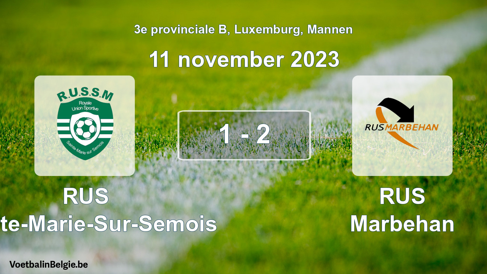 Gespeelde wedstrijd mannenvoetbal: RUS Sainte-Marie-Sur-Semois - RUS Marbehan 1 - 2 (11 november 2023)