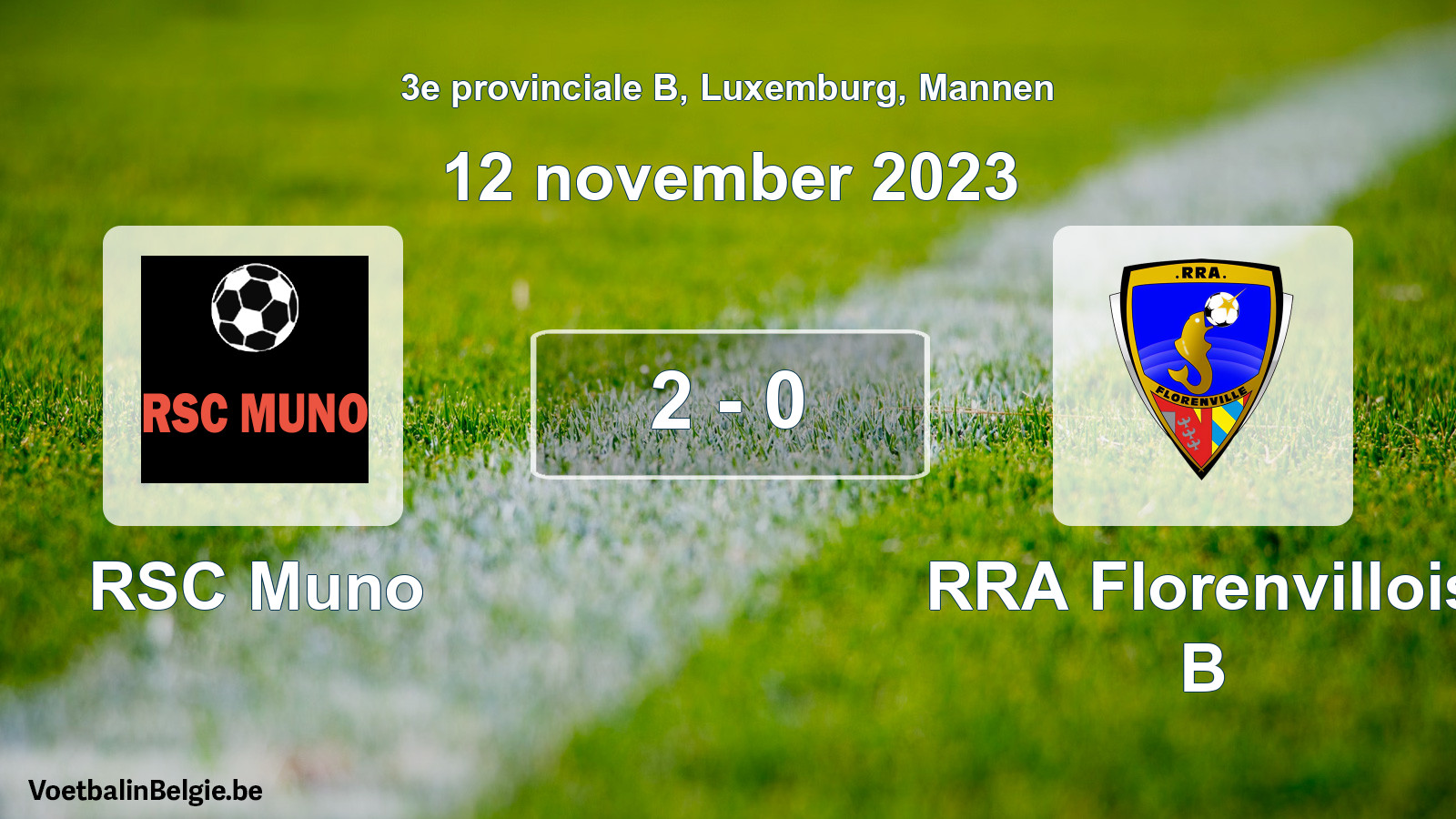 Gespeelde wedstrijd mannenvoetbal: RSC Muno - RRA Florenvillois B 2 - 0 (12 november 2023)