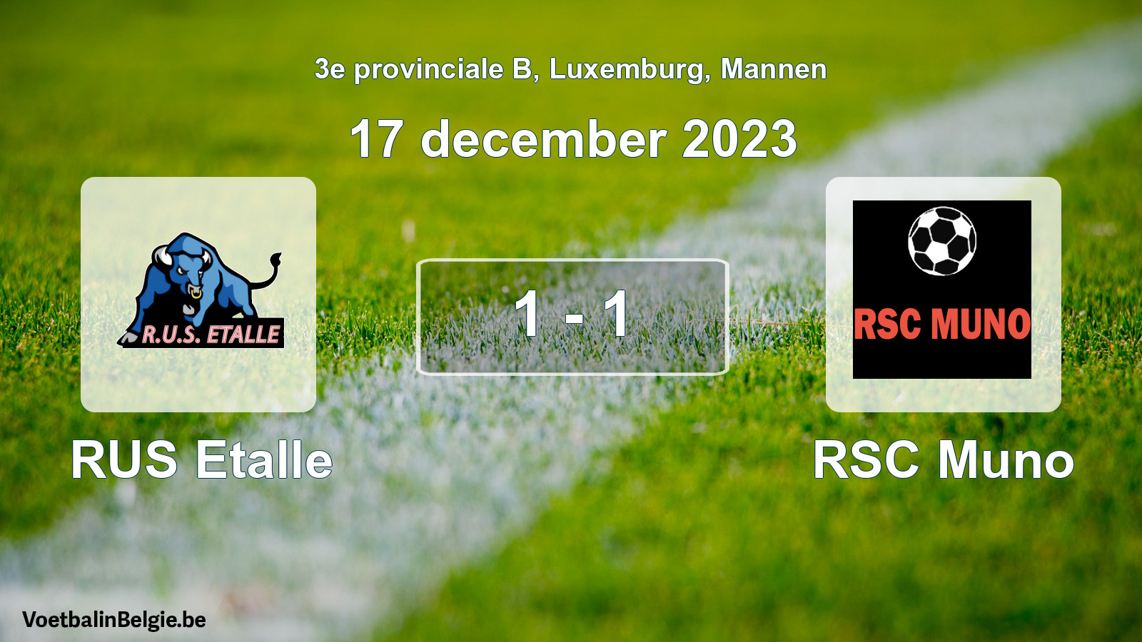 Gespeelde wedstrijd mannenvoetbal: RUS Etalle - RSC Muno 1 - 1 (17 december 2023)