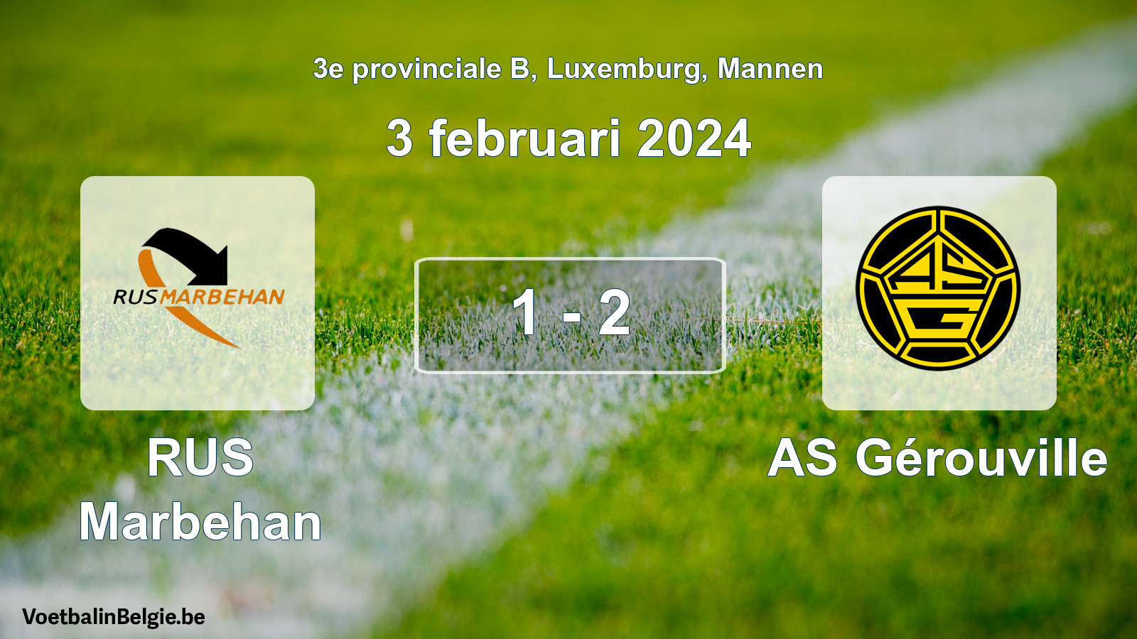 Gespeelde wedstrijd mannenvoetbal: RUS Marbehan - AS Gérouville 1 - 2 (3 februari 2024)