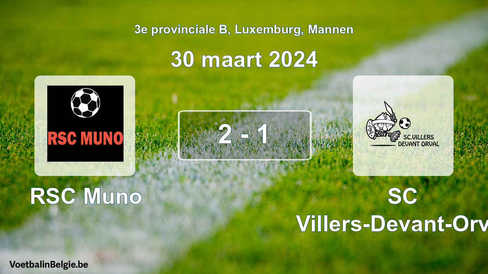 Gespeelde wedstrijd mannenvoetbal: RSC Muno - SC Villers-Devant-Orval 2 - 1 (30 maart 2024)
