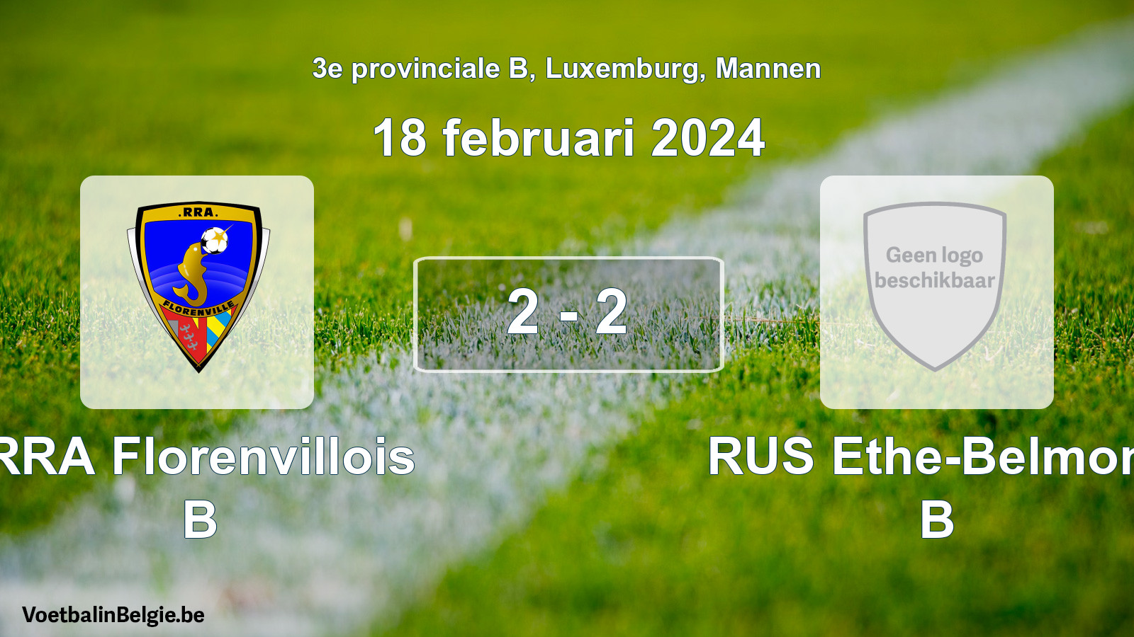 Gespeelde wedstrijd mannenvoetbal: RRA Florenvillois B - RUS Ethe-Belmont B 2 - 2 (18 februari 2024)