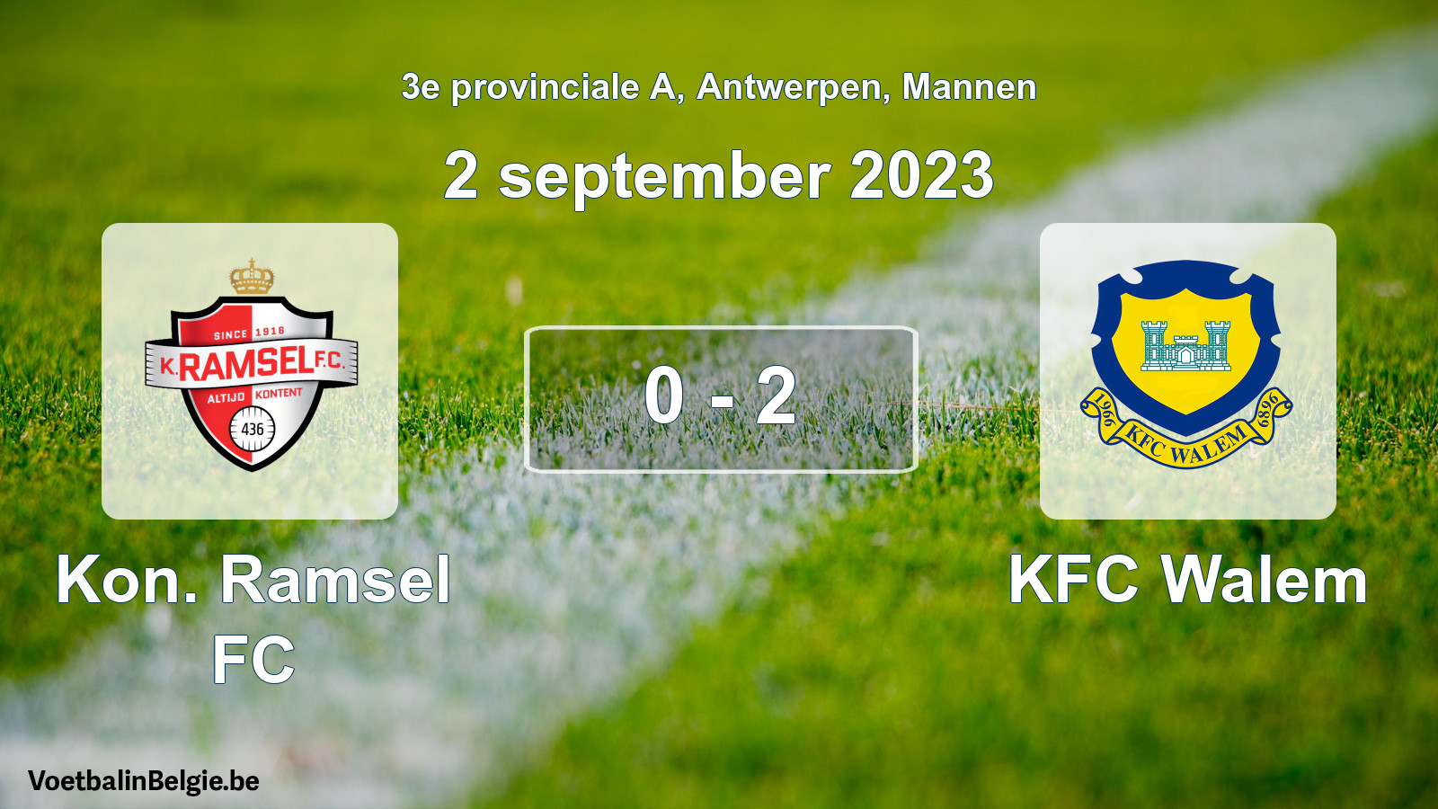 Gespeelde wedstrijd mannenvoetbal: Kon. Ramsel FC - KFC Walem 0 - 2 (2 september 2023)