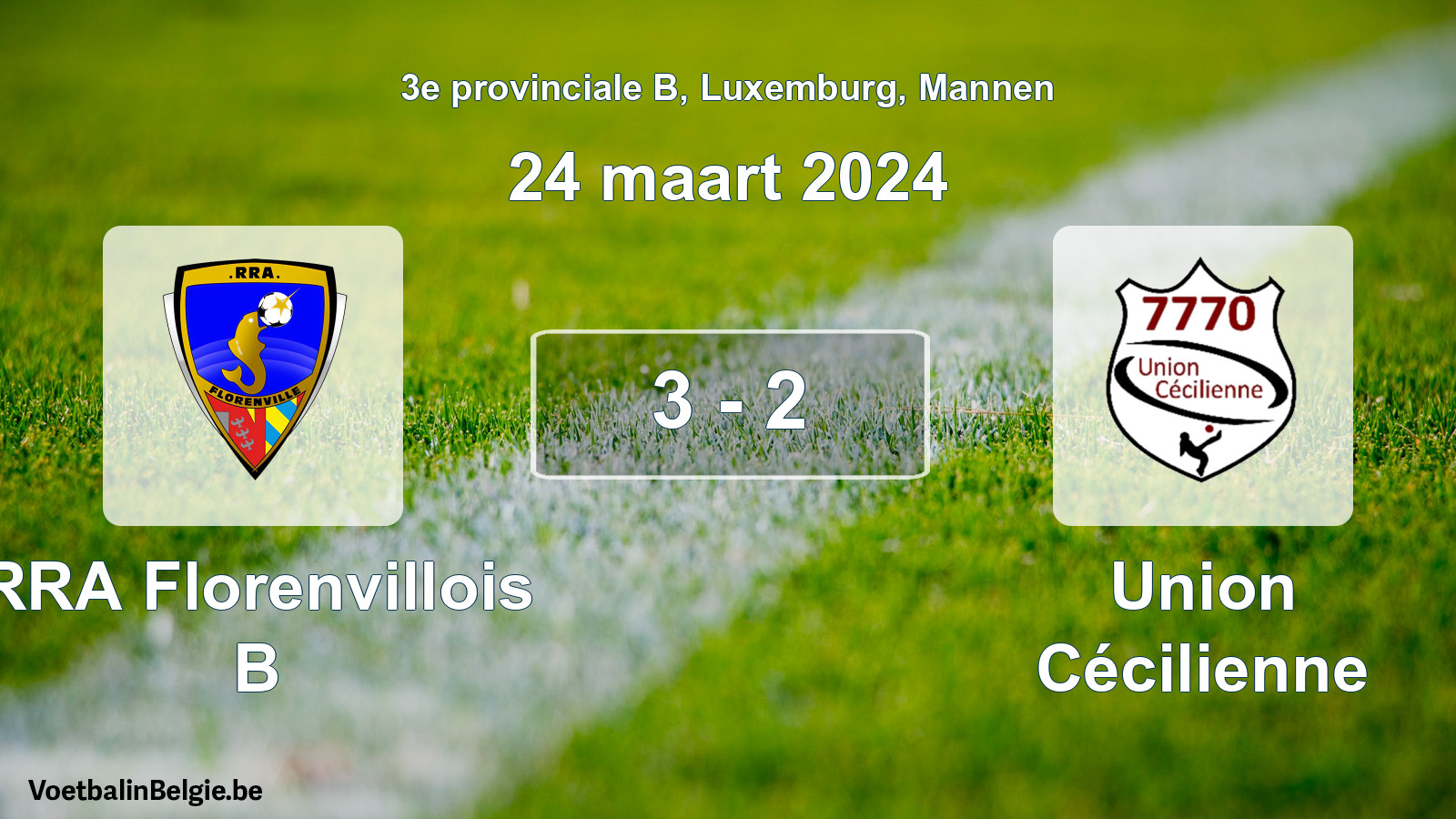 Gespeelde wedstrijd mannenvoetbal: RRA Florenvillois B - Union Cécilienne 3 - 2 (24 maart 2024)