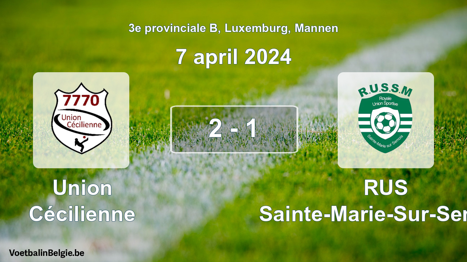 Gespeelde wedstrijd mannenvoetbal: Union Cécilienne - RUS Sainte-Marie-Sur-Semois 2 - 1 (7 april 2024)