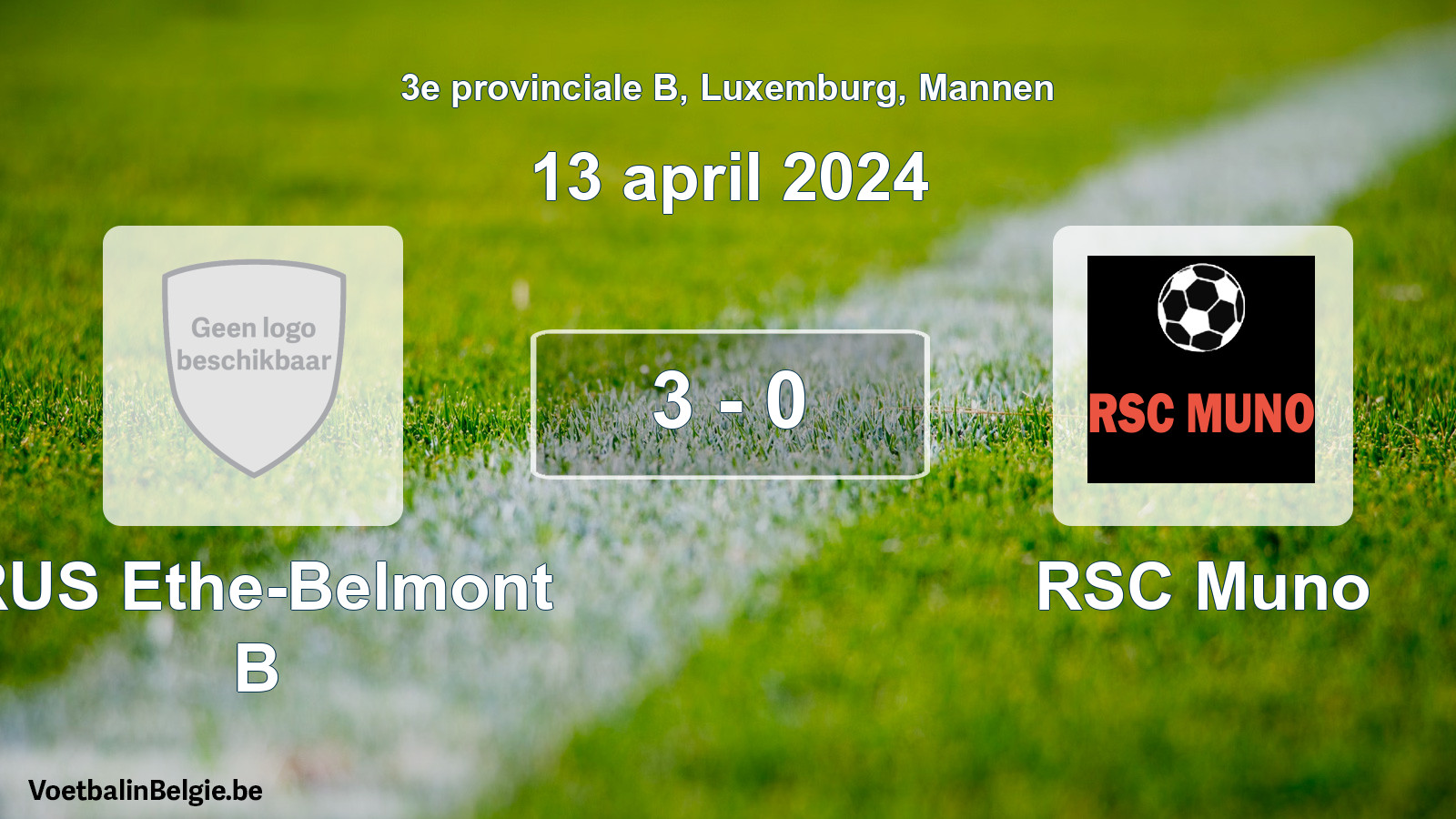 Gespeelde wedstrijd mannenvoetbal: RUS Ethe-Belmont B - RSC Muno 3 - 0 (13 april 2024)