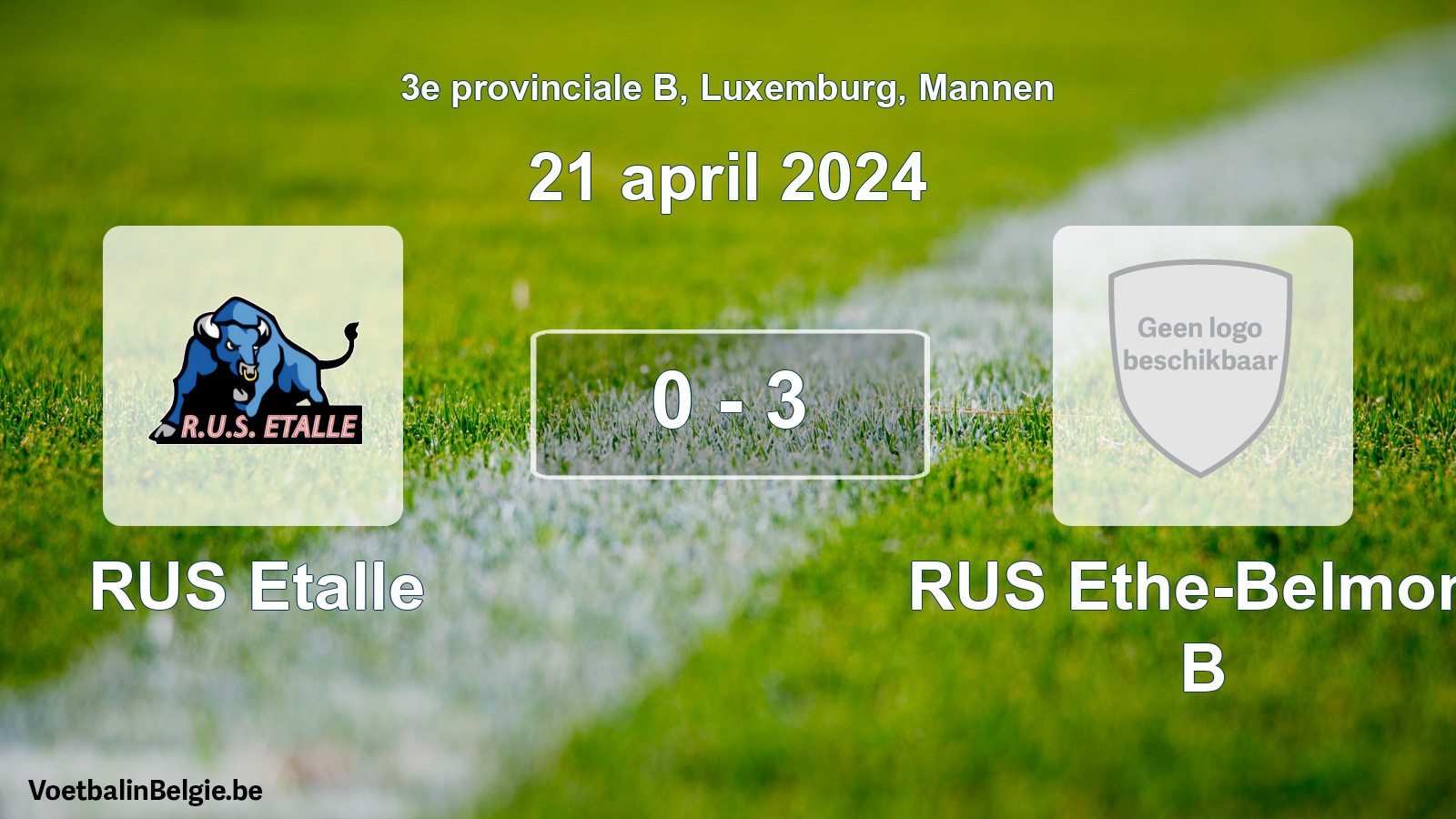 Gespeelde wedstrijd mannenvoetbal: RUS Etalle - RUS Ethe-Belmont B 0 - 3 (21 april 2024)