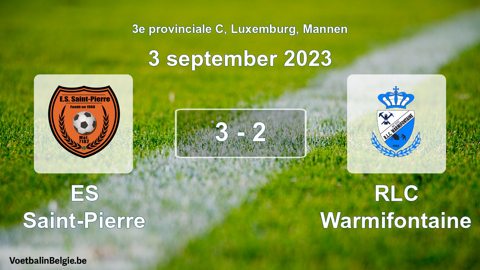 Gespeelde wedstrijd mannenvoetbal: ES Saint-Pierre - RLC Warmifontaine 3 - 2 (3 september 2023)