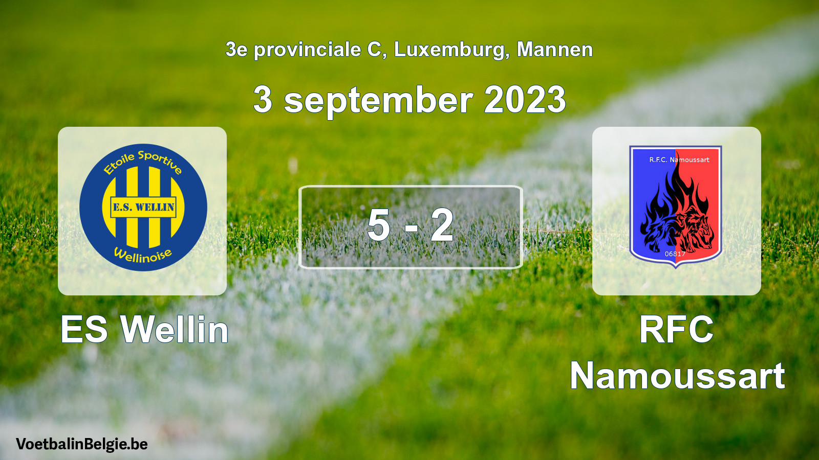 Gespeelde wedstrijd mannenvoetbal: ES Wellin - RFC Namoussart 5 - 2 (3 september 2023)