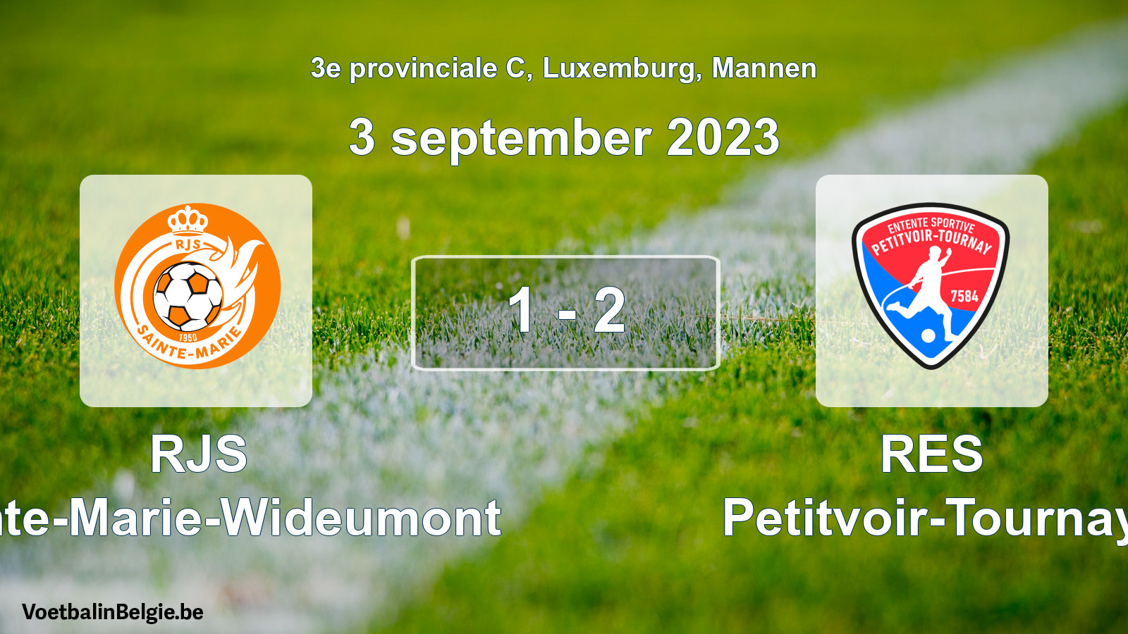 Gespeelde wedstrijd mannenvoetbal: RJS Sainte-Marie-Wideumont - RES Petitvoir-Tournay 1 - 2 (3 september 2023)