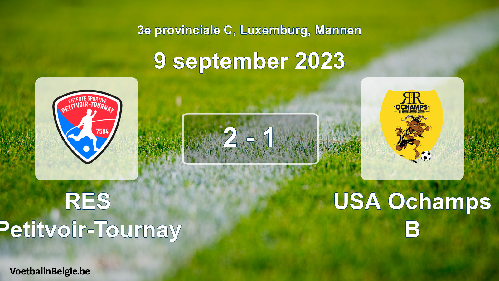 Gespeelde wedstrijd mannenvoetbal: RES Petitvoir-Tournay - USA Ochamps B 2 - 1 (9 september 2023)