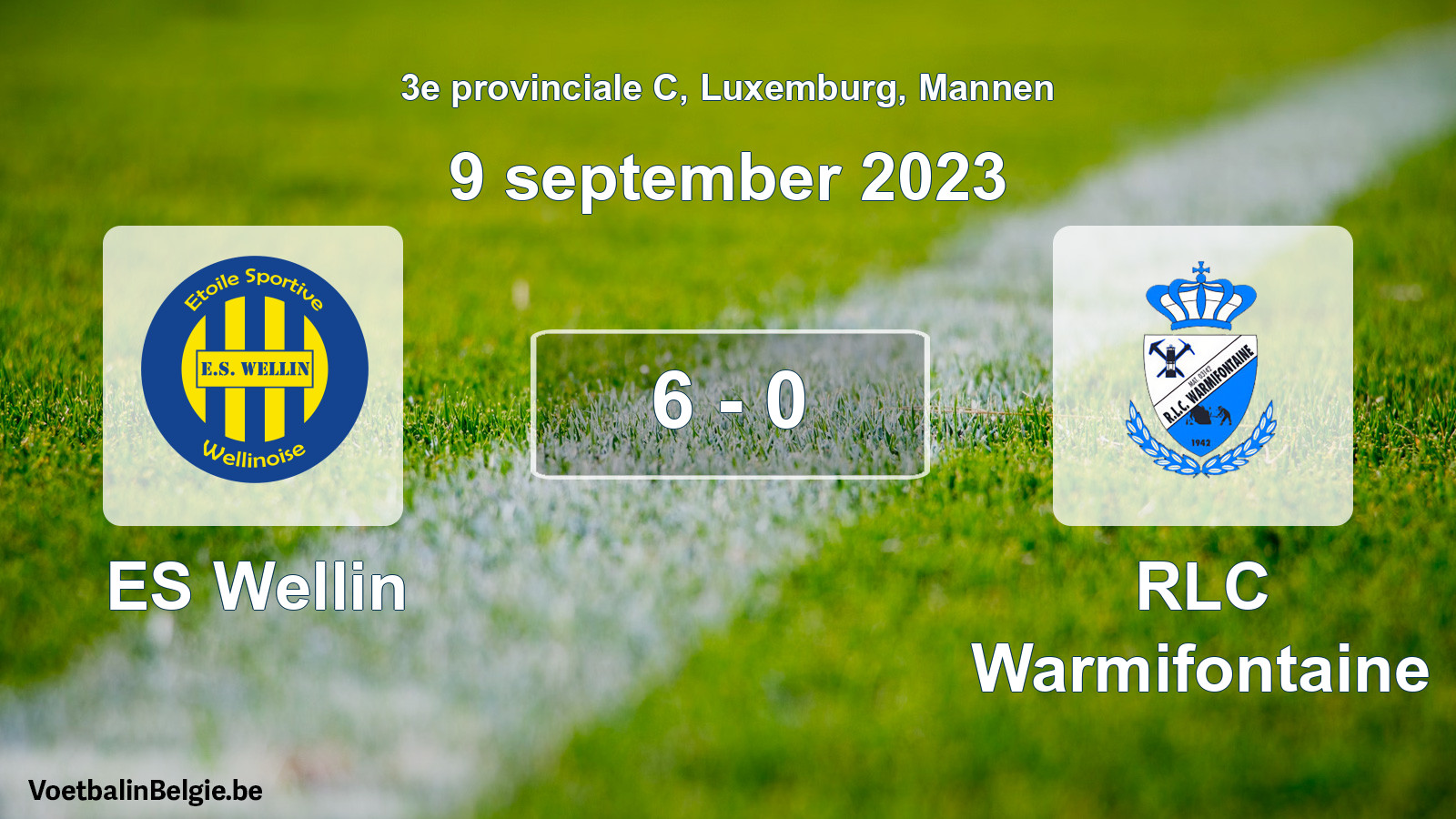 Gespeelde wedstrijd mannenvoetbal: ES Wellin - RLC Warmifontaine 6 - 0 (9 september 2023)
