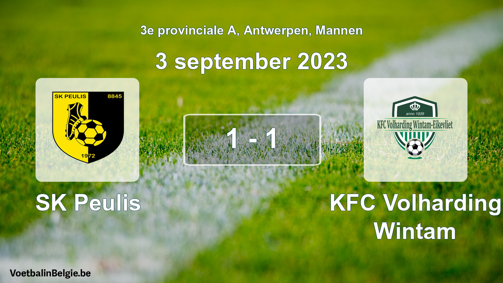 Played match men football: SK Peulis - KFC Volharding Wintam 1 - 1 (3 September 2023)