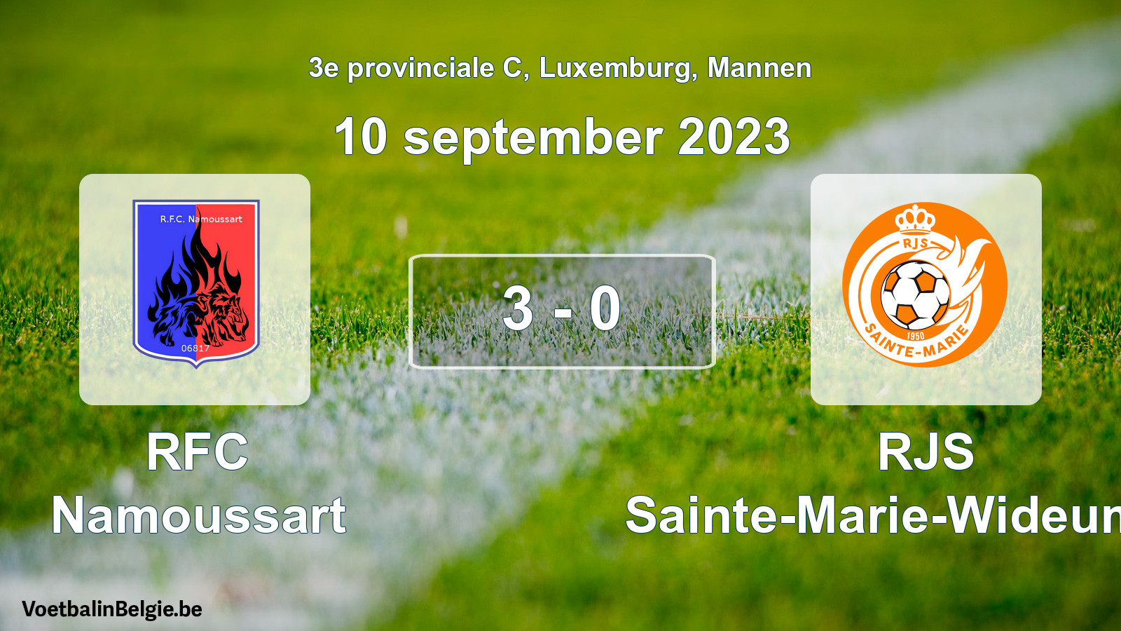 Gespeelde wedstrijd mannenvoetbal: RFC Namoussart - RJS Sainte-Marie-Wideumont 3 - 0 (10 september 2023)