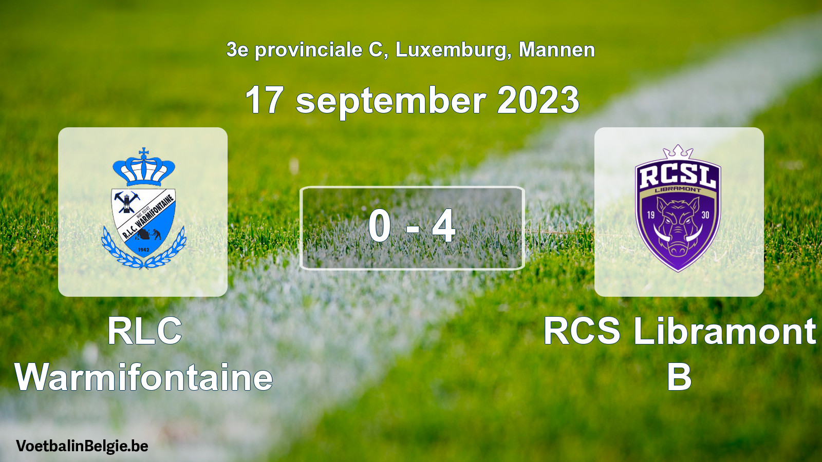 Gespeelde wedstrijd mannenvoetbal: RLC Warmifontaine - RCS Libramont B 0 - 4 (17 september 2023)