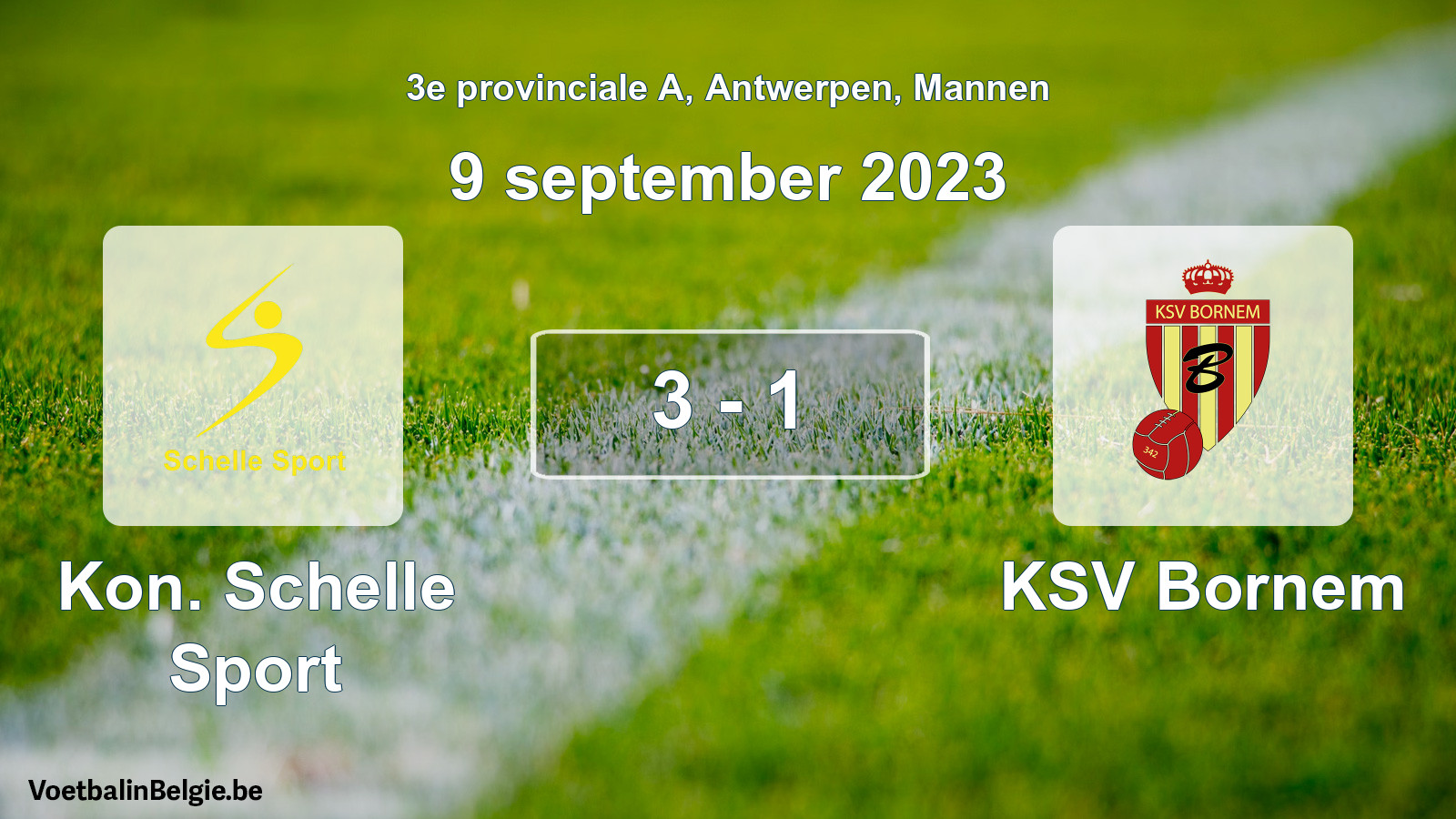 Gespeelde wedstrijd mannenvoetbal: Kon. Schelle Sport - KSV Bornem 3 - 1 (9 september 2023)