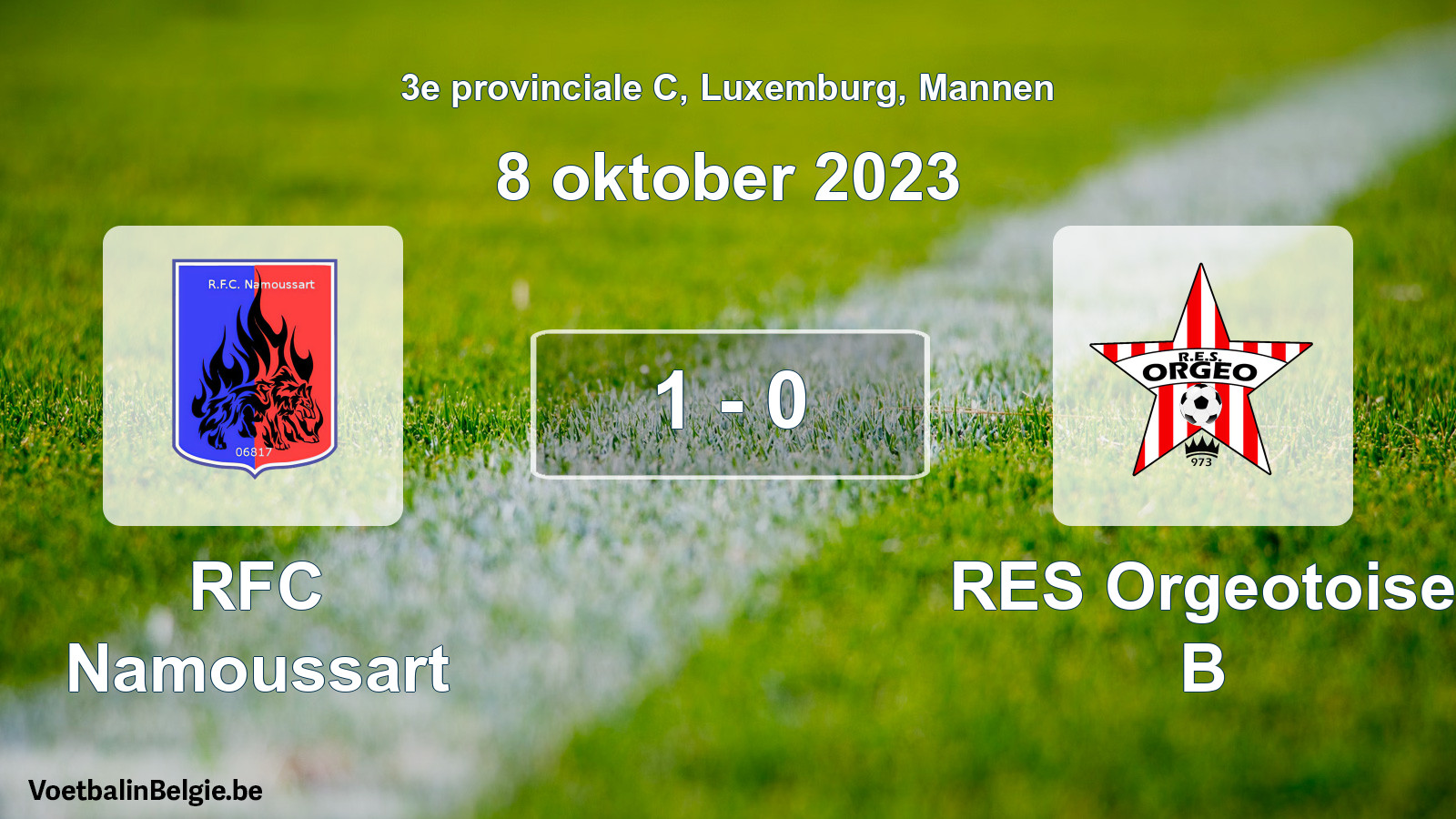 Gespeelde wedstrijd mannenvoetbal: RFC Namoussart - RES Orgeotoise B 1 - 0 (8 oktober 2023)