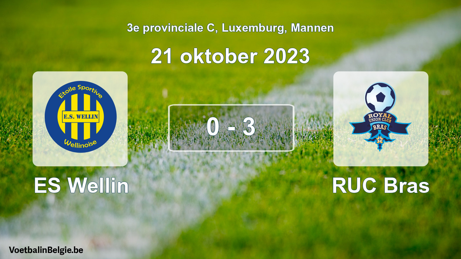 Gespeelde wedstrijd mannenvoetbal: ES Wellin - RUC Bras 0 - 3 (21 oktober 2023)