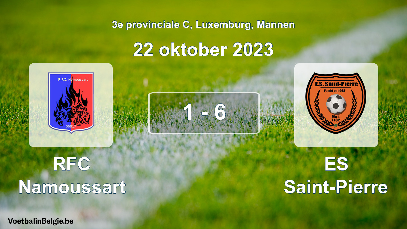 Gespeelde wedstrijd mannenvoetbal: RFC Namoussart - ES Saint-Pierre 1 - 6 (22 oktober 2023)