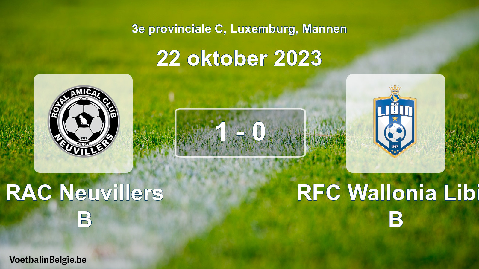 Gespeelde wedstrijd mannenvoetbal: RAC Neuvillers B - RFC Wallonia Libin B 1 - 0 (22 oktober 2023)