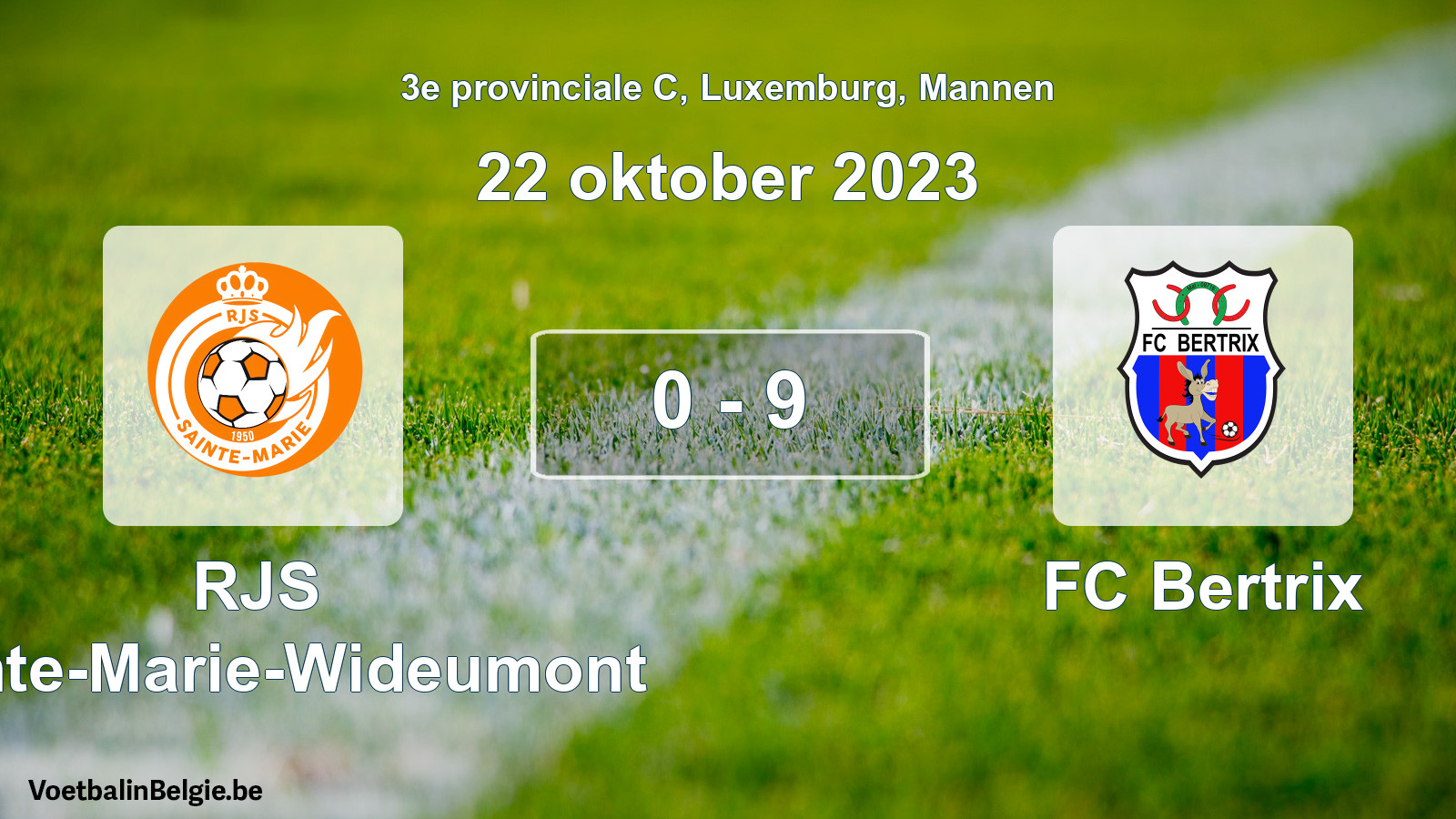 Gespeelde wedstrijd mannenvoetbal: RJS Sainte-Marie-Wideumont - FC Bertrix 0 - 9 (22 oktober 2023)