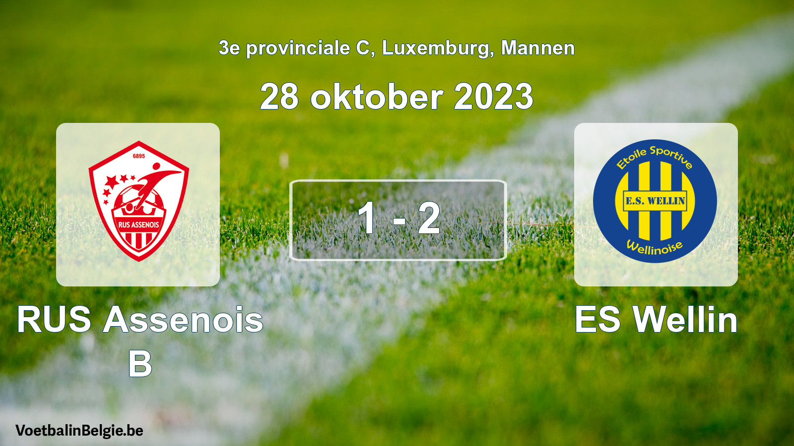 Gespeelde wedstrijd mannenvoetbal: RUS Assenois B - ES Wellin 1 - 2 (28 oktober 2023)